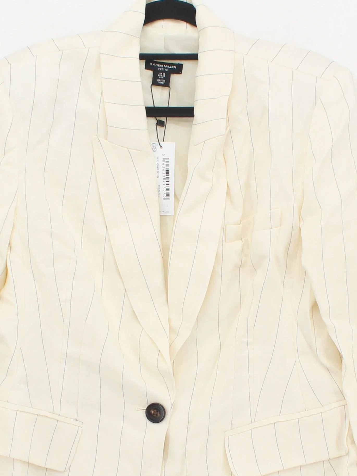 Karen Millen Women's Blazer UK 12 Cream Viscose with Other, Polyester Overcoat - Image 3