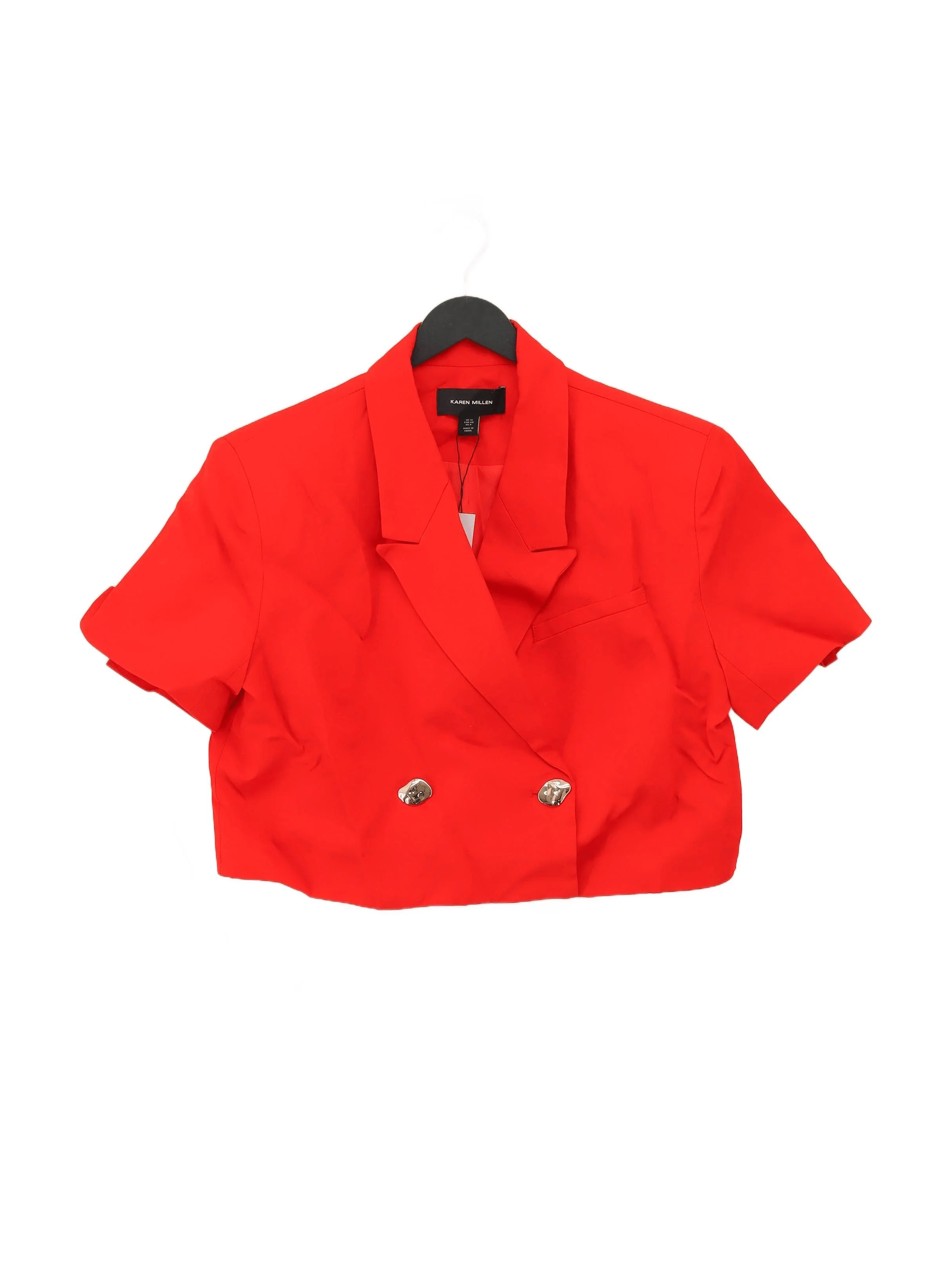 Karen Millen Women's Blazer UK 12 Red Viscose with Linen Overcoat