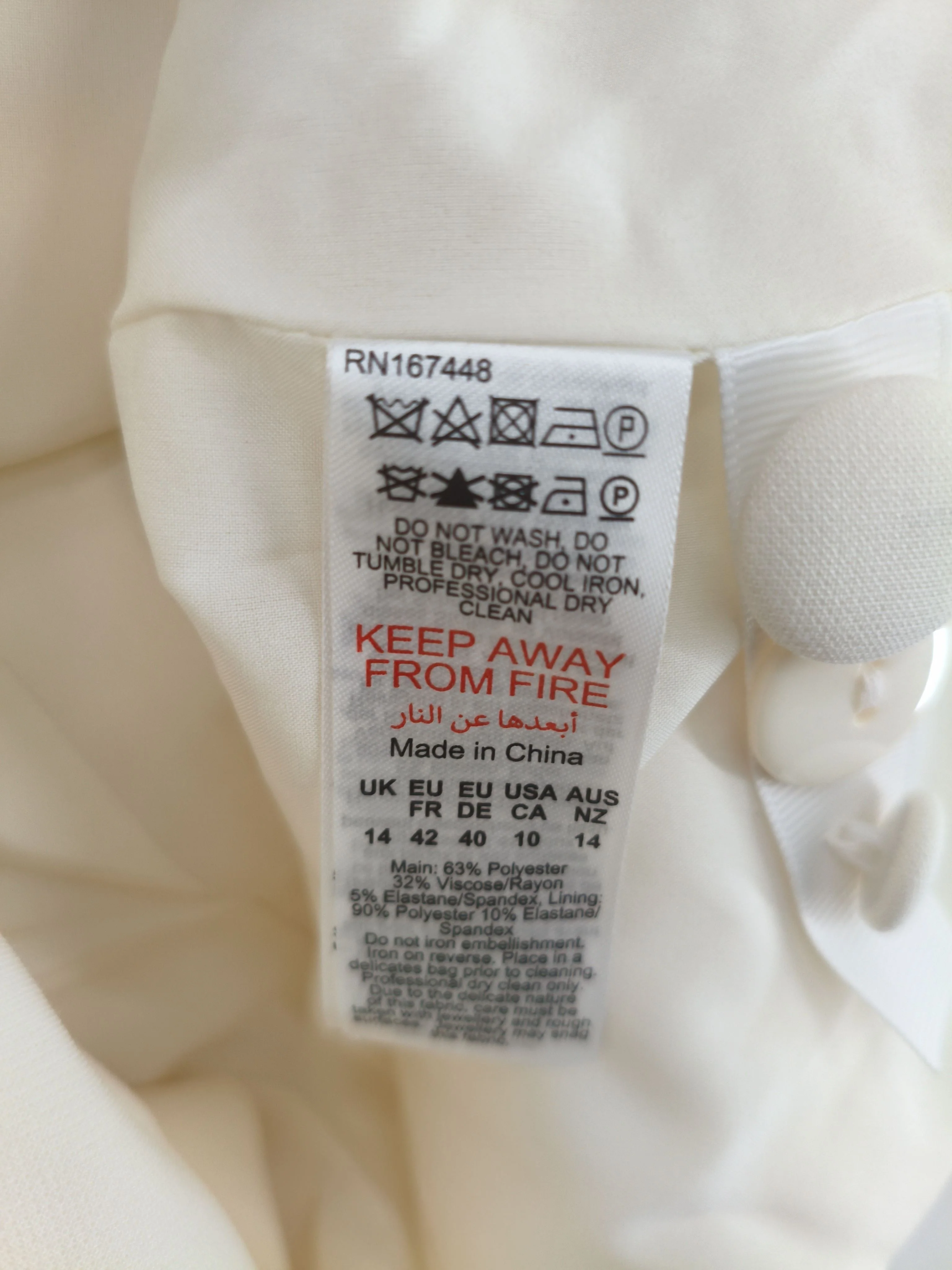 Karen Millen Women's Blazer UK 14 Cream Polyester - Image 7