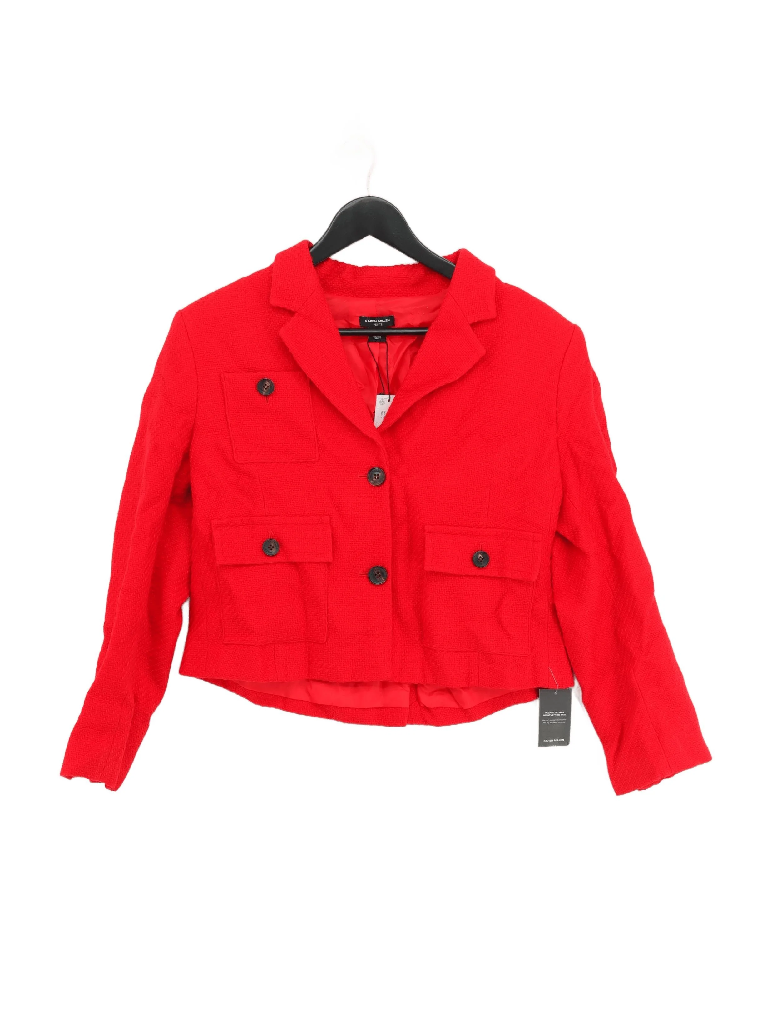Karen Millen Women's Blazer UK 14 Red Cotton with Polyester Overcoat