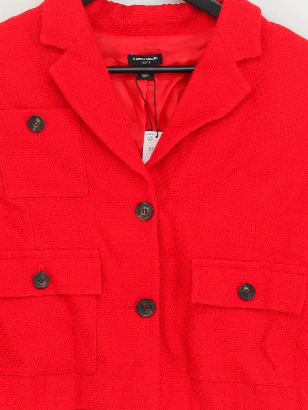 Karen Millen Women's Blazer UK 14 Red Cotton with Polyester Overcoat - Image 3