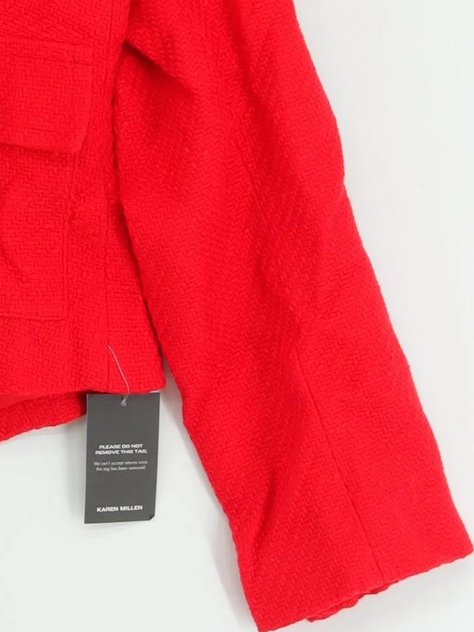 Karen Millen Women's Blazer UK 14 Red Cotton with Polyester Overcoat - Image 4