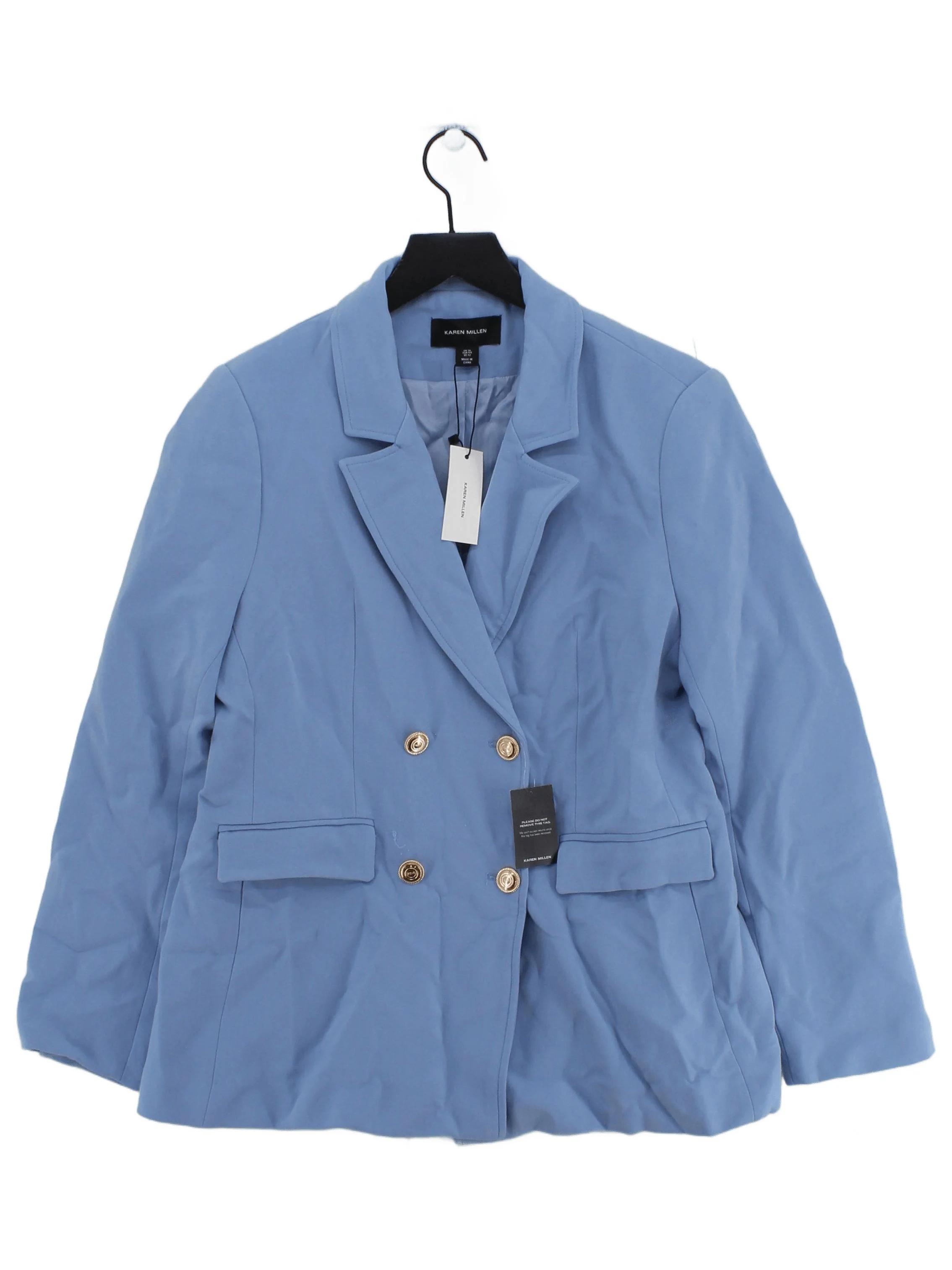 Karen Millen Women's Blazer UK 16 Blue Polyester with Elastane Overcoat