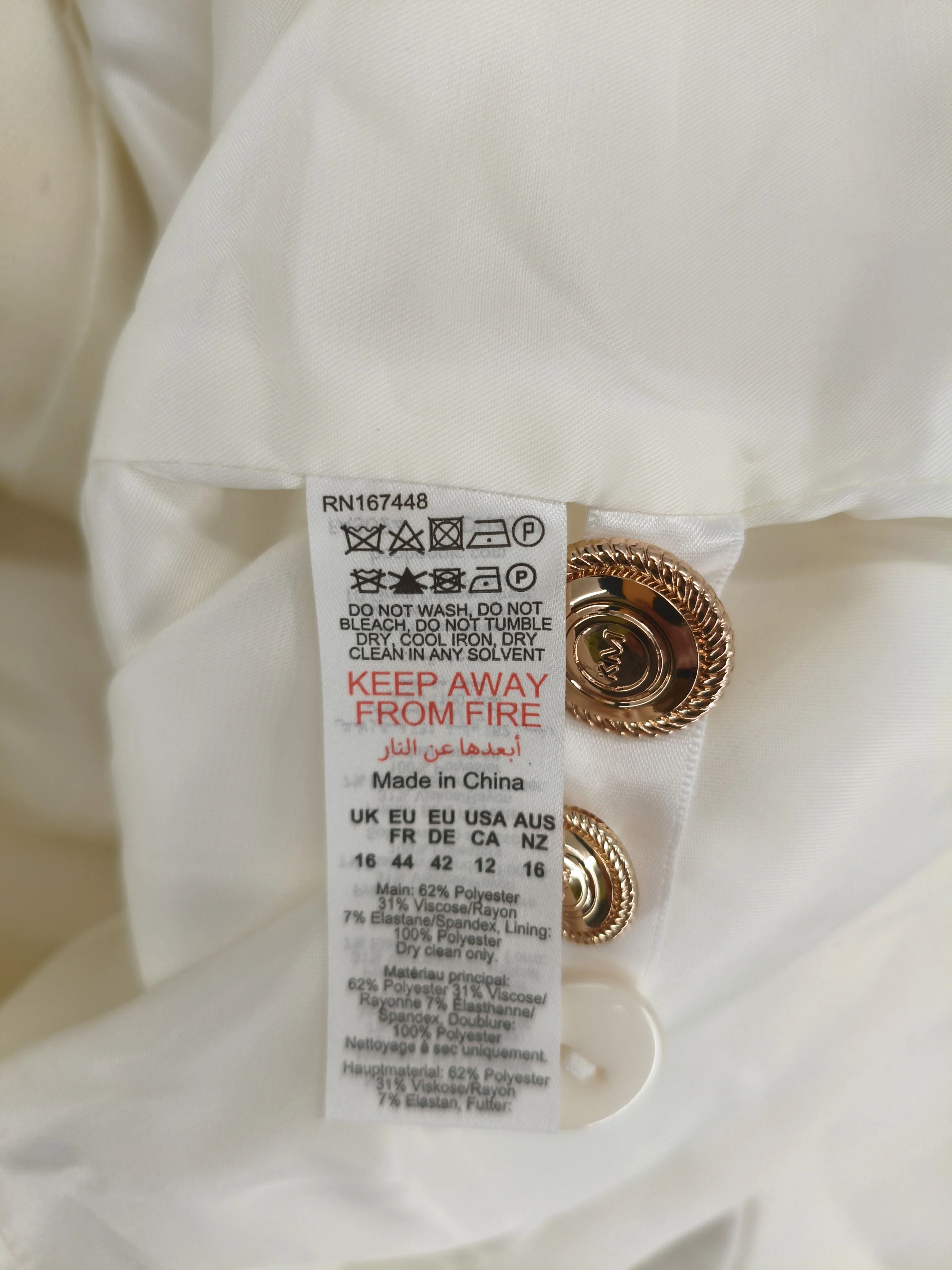 Karen Millen Women's Blazer UK 16 Cream Polyester New with tags - Image 6