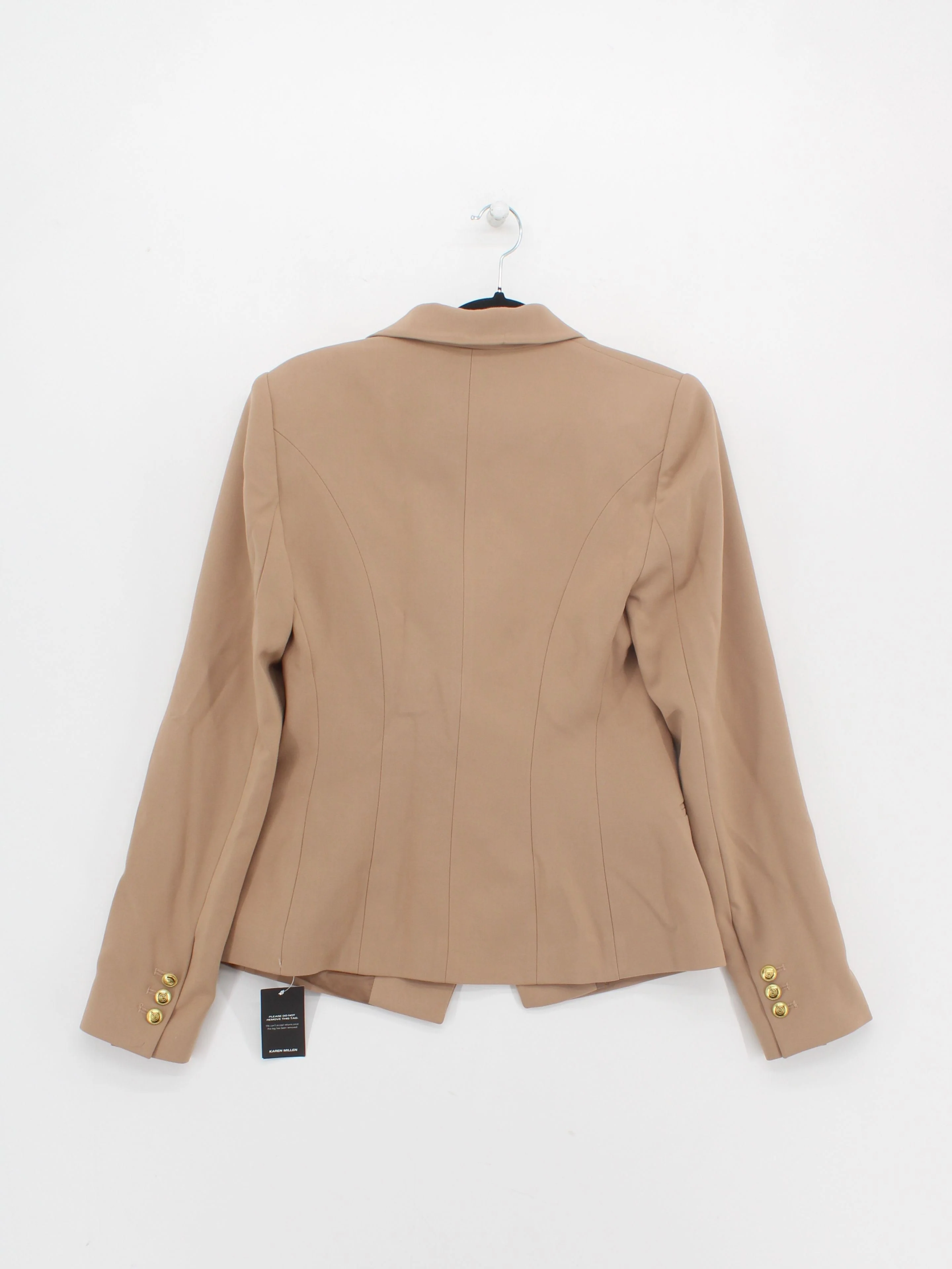 Karen Millen Women's Blazer UK 8 Tan Polyester with Viscose, Elastane Overcoat - Image 2