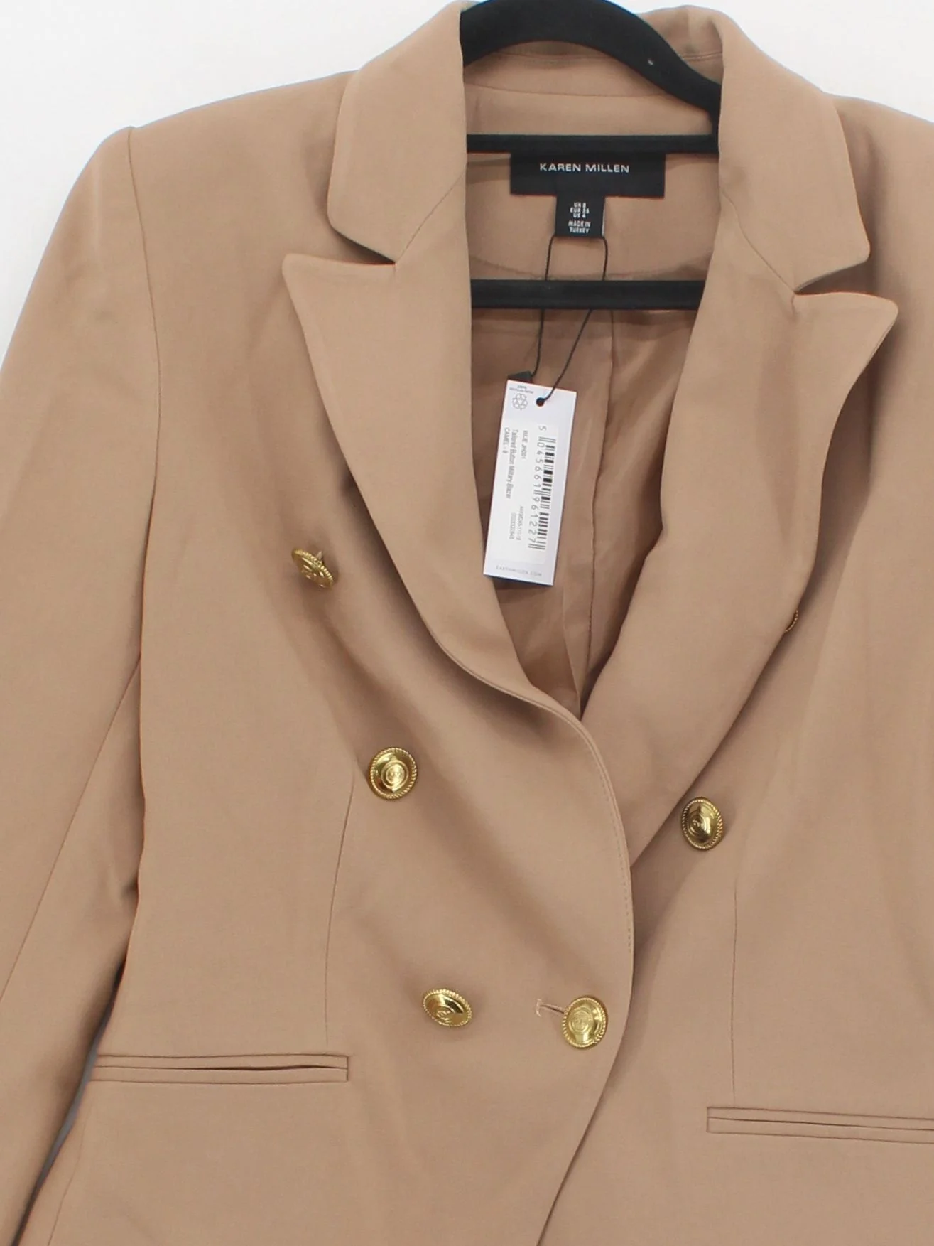 Karen Millen Women's Blazer UK 8 Tan Polyester with Viscose, Elastane Overcoat - Image 3