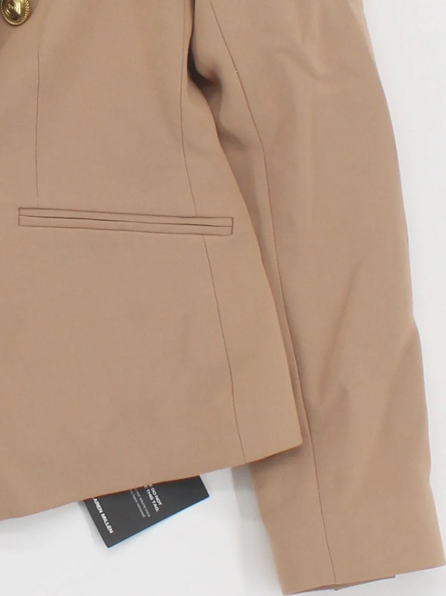 Karen Millen Women's Blazer UK 8 Tan Polyester with Viscose, Elastane Overcoat - Image 4