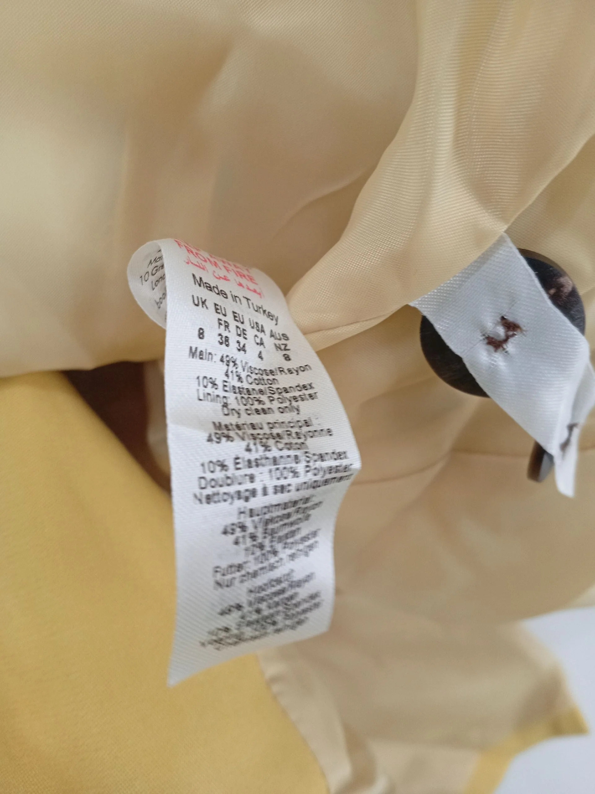 Karen Millen Women's Blazer UK 8 Yellow Viscose New with tags - Image 6