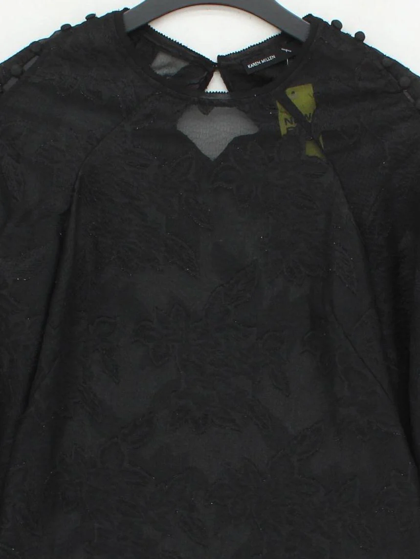 Karen Millen Women's Blouse UK 10 Black 100% Other Basic - Image 3