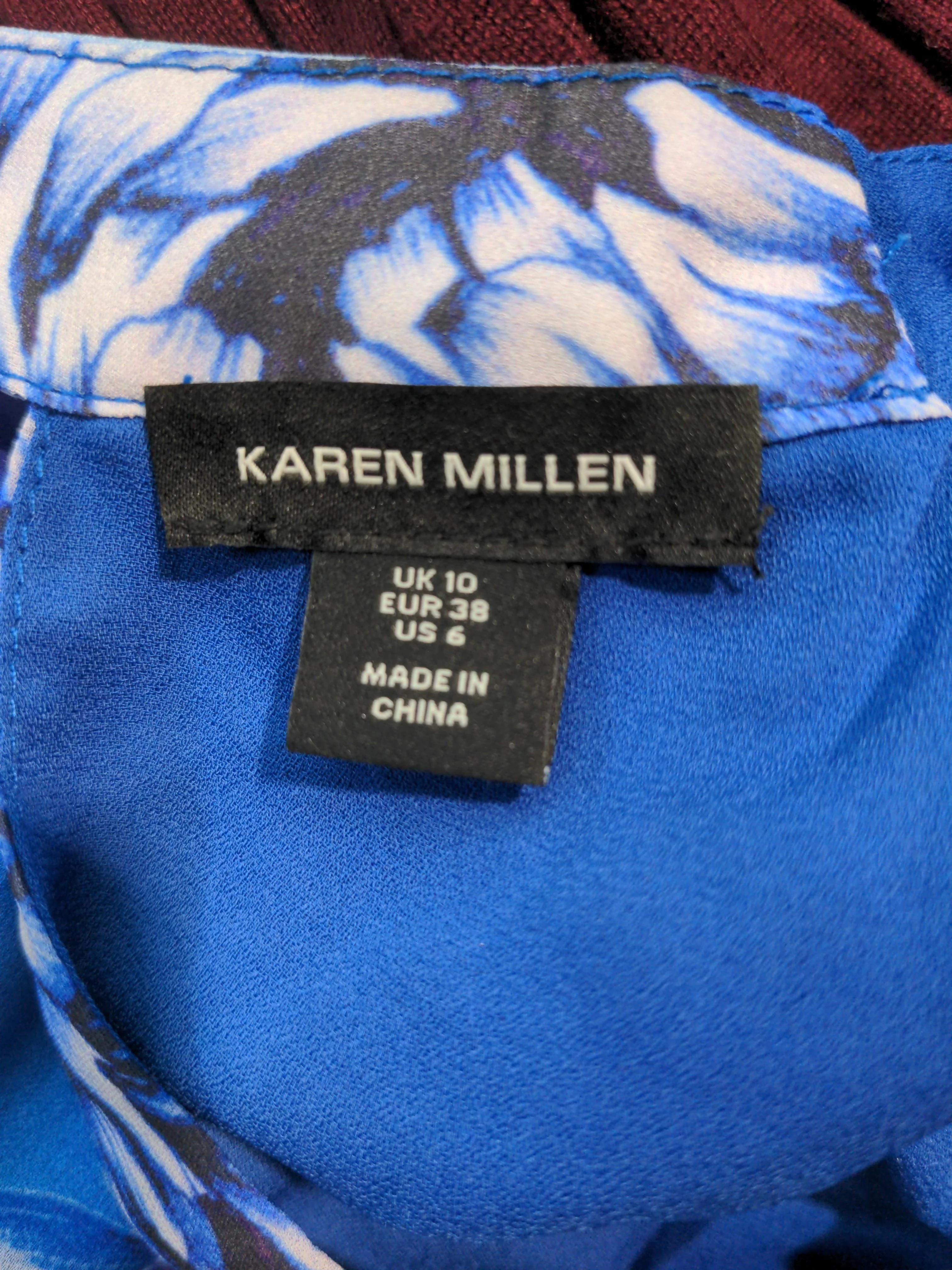 Karen Millen Women's Blouse UK 10 Blue 100% Polyester Basic - Image 5