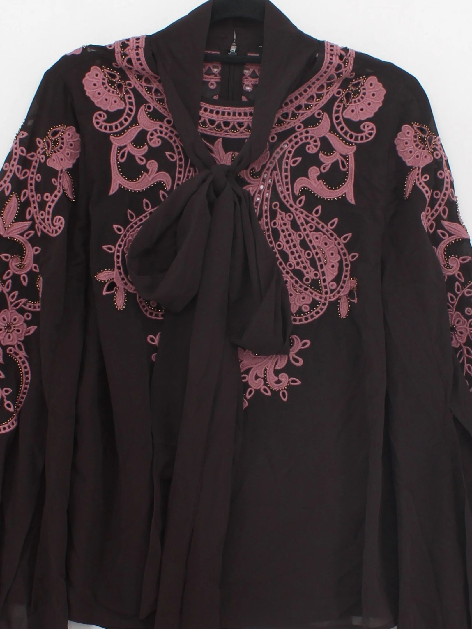Karen Millen Women's Blouse UK 10 Brown 100% Polyester Basic - Image 3