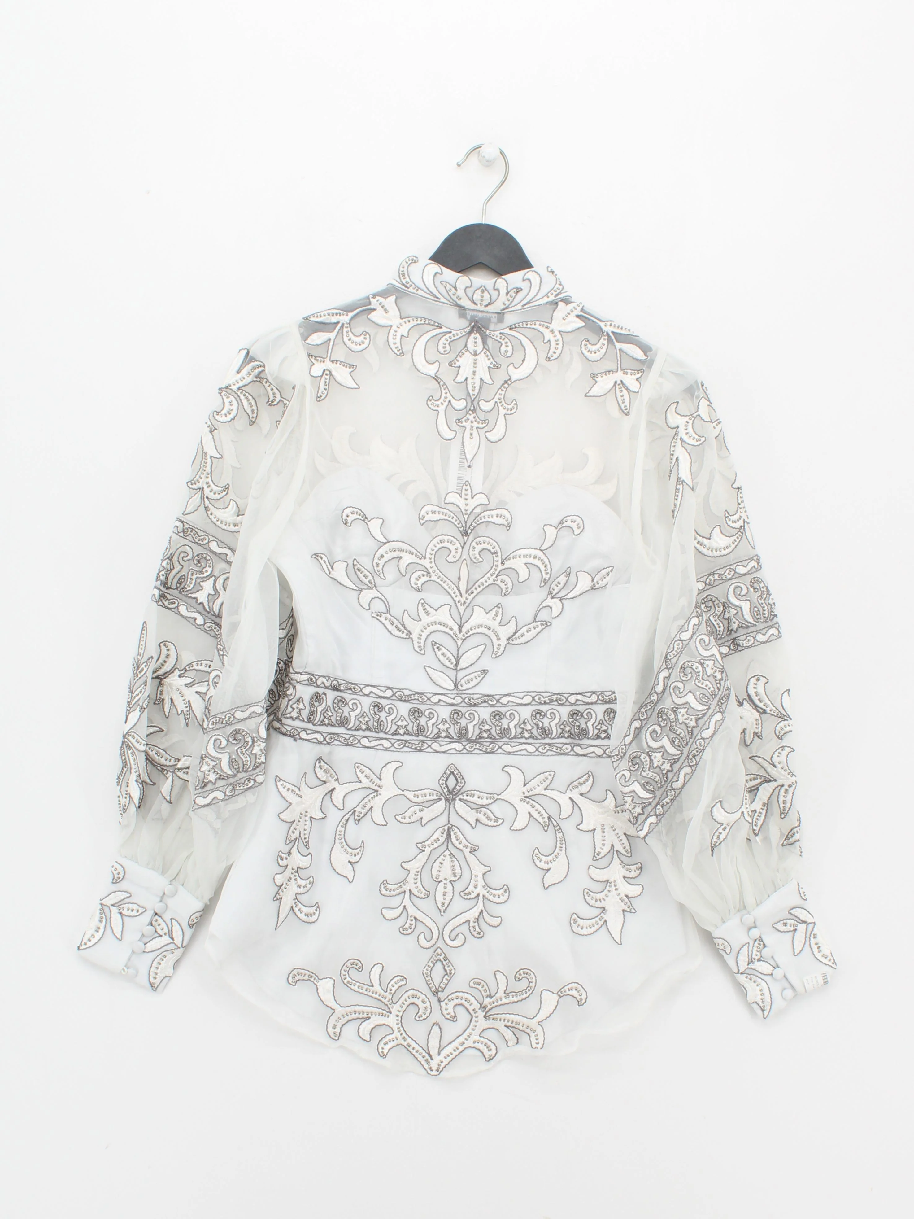 Karen Millen Women's Blouse UK 10 Silver Polyester New with tags - Image 2