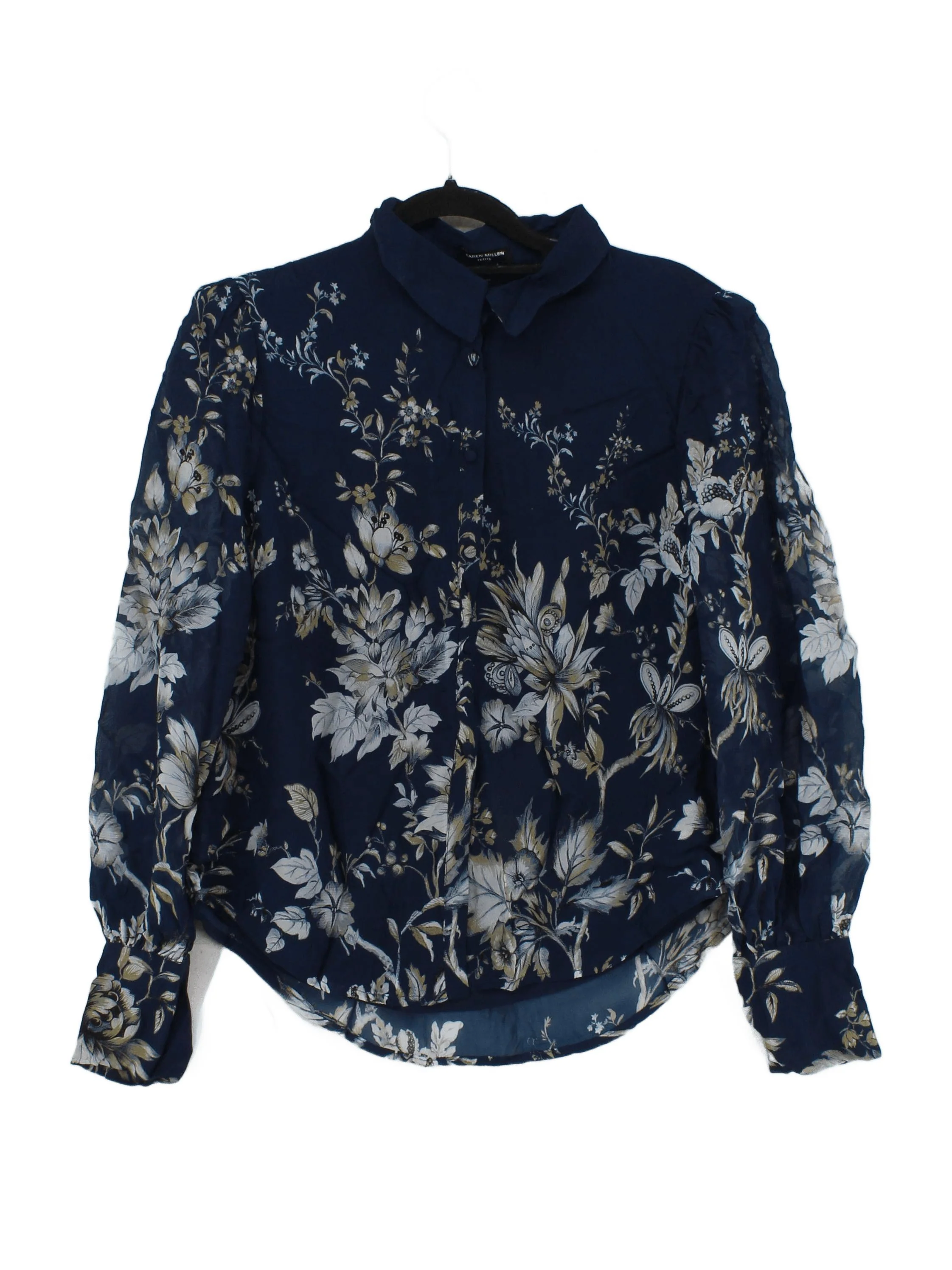 Karen Millen Women's Blouse UK 12 Blue Viscose with Polyester Basic