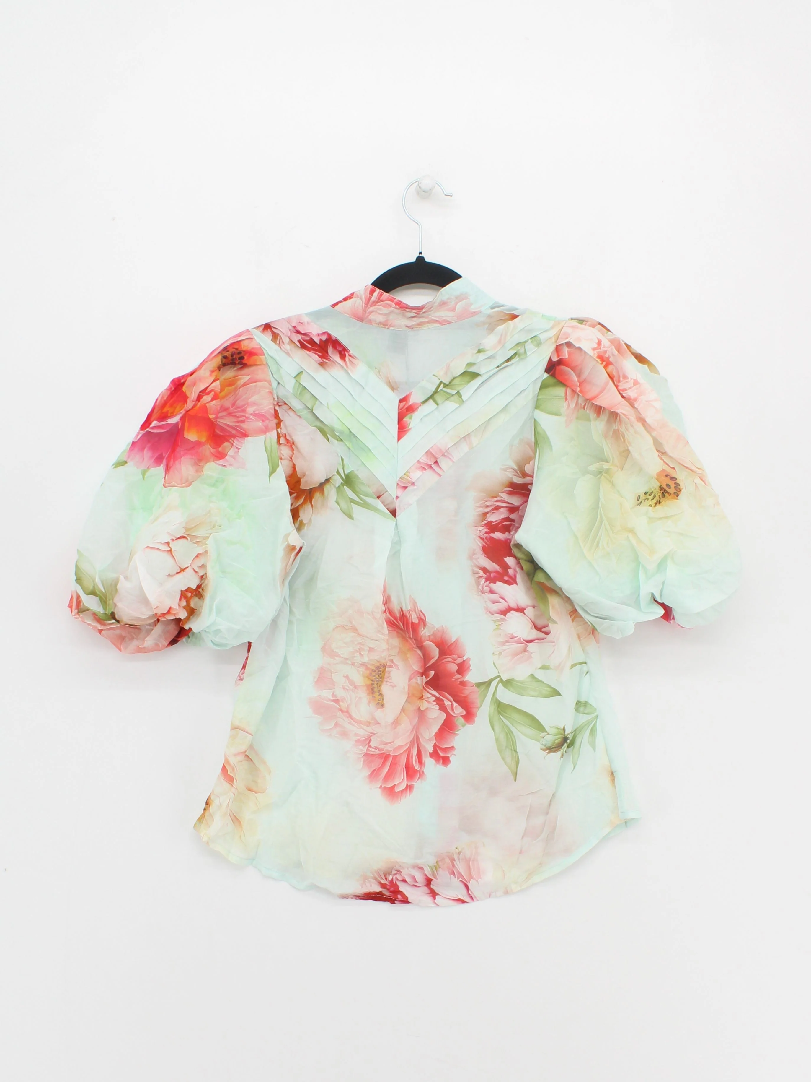 Karen Millen Women's Blouse UK 6 Green Cotton with Silk Basic - Image 2