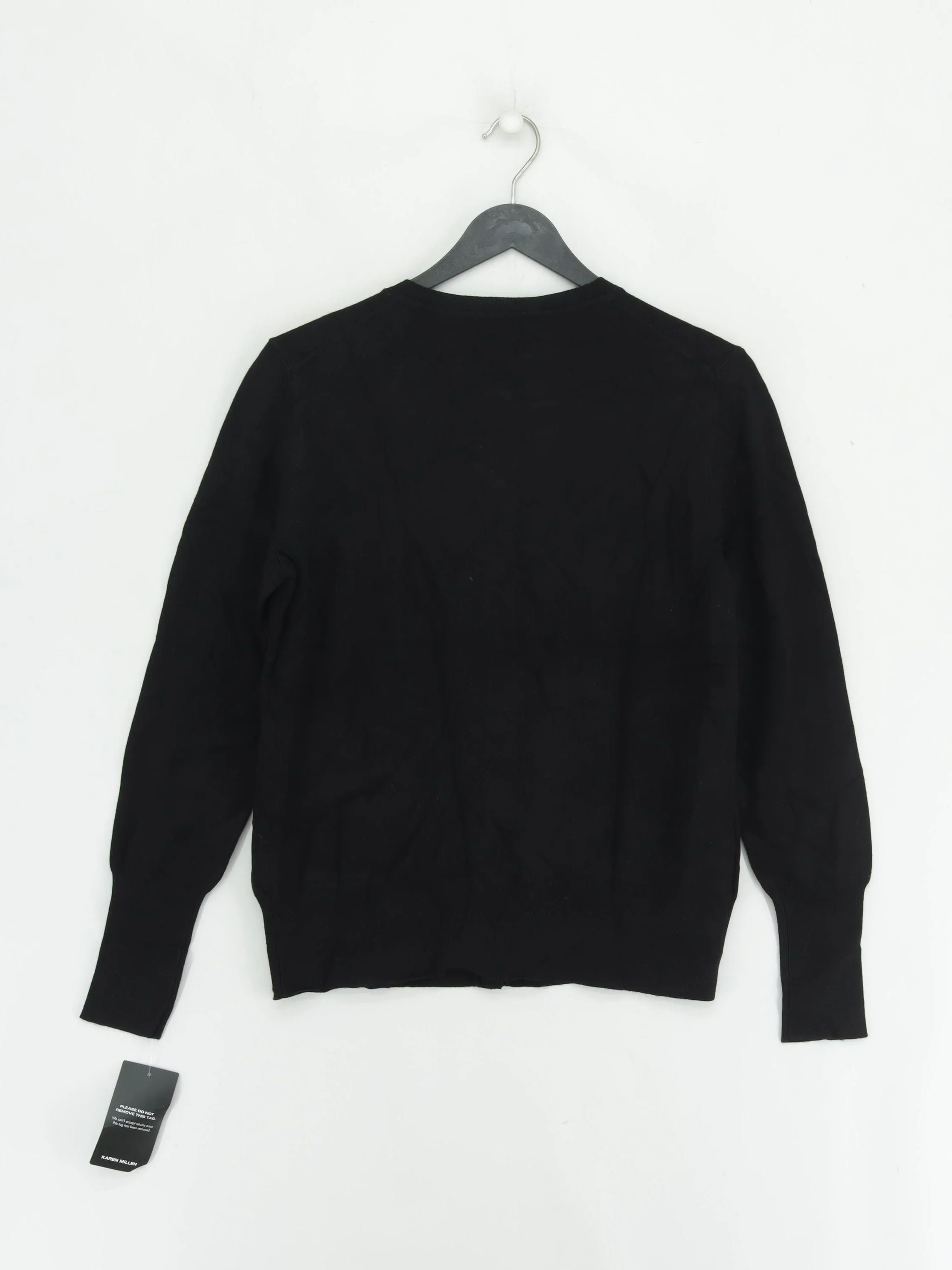 Karen Millen Women's Cardigan M Black Viscose with Nylon Round Neck Cardigan - Image 2