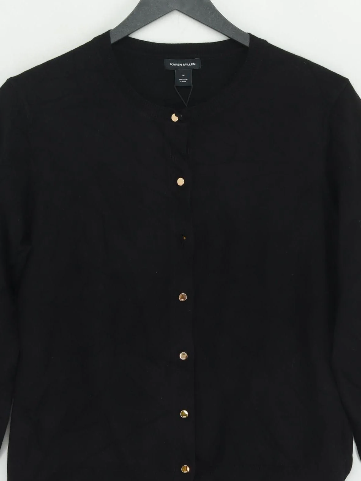 Karen Millen Women's Cardigan M Black Viscose with Nylon Round Neck Cardigan - Image 3