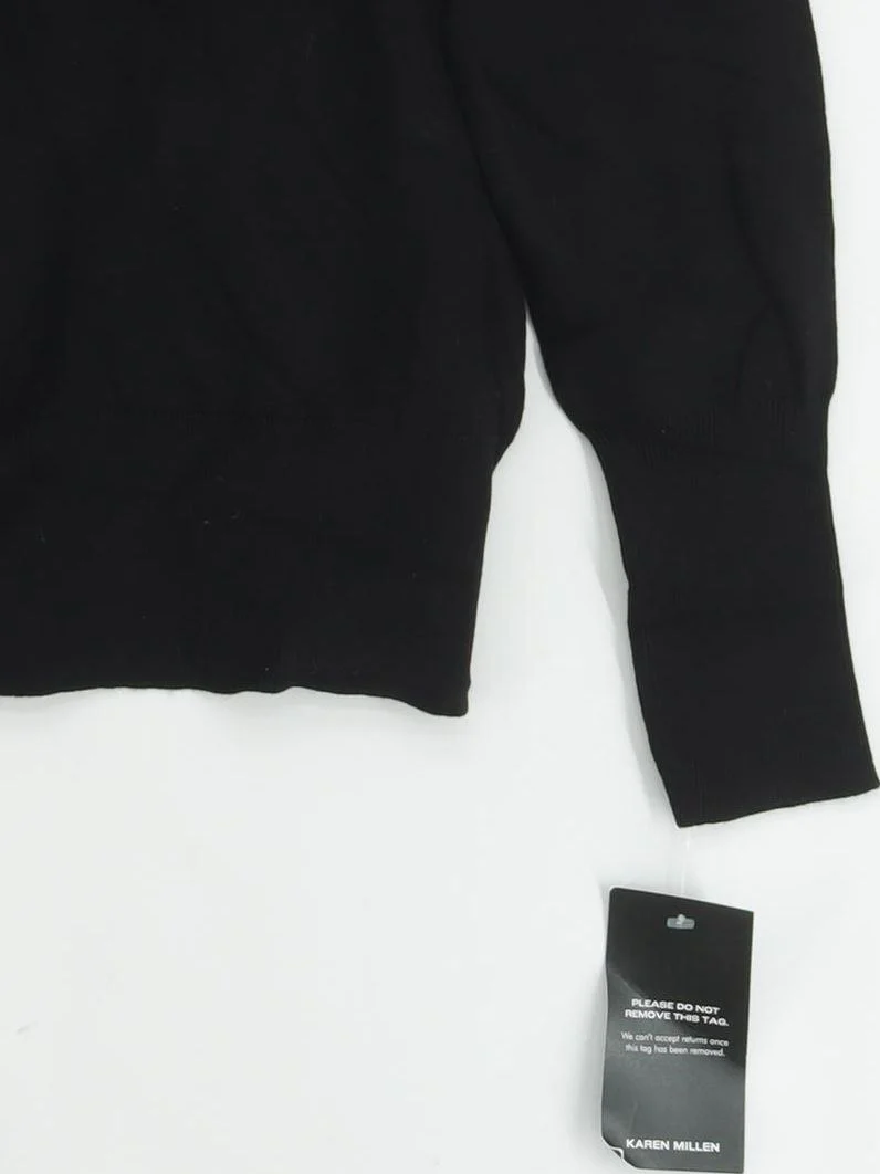Karen Millen Women's Cardigan M Black Viscose with Nylon Round Neck Cardigan - Image 4