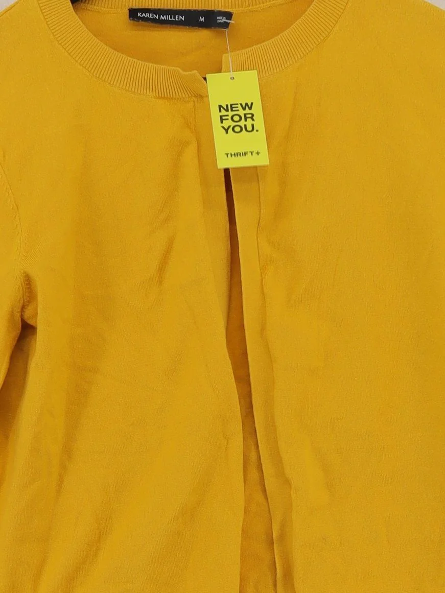 Karen Millen Women's Cardigan M Yellow Viscose with Polyester V-Neck Cardigan - Image 3