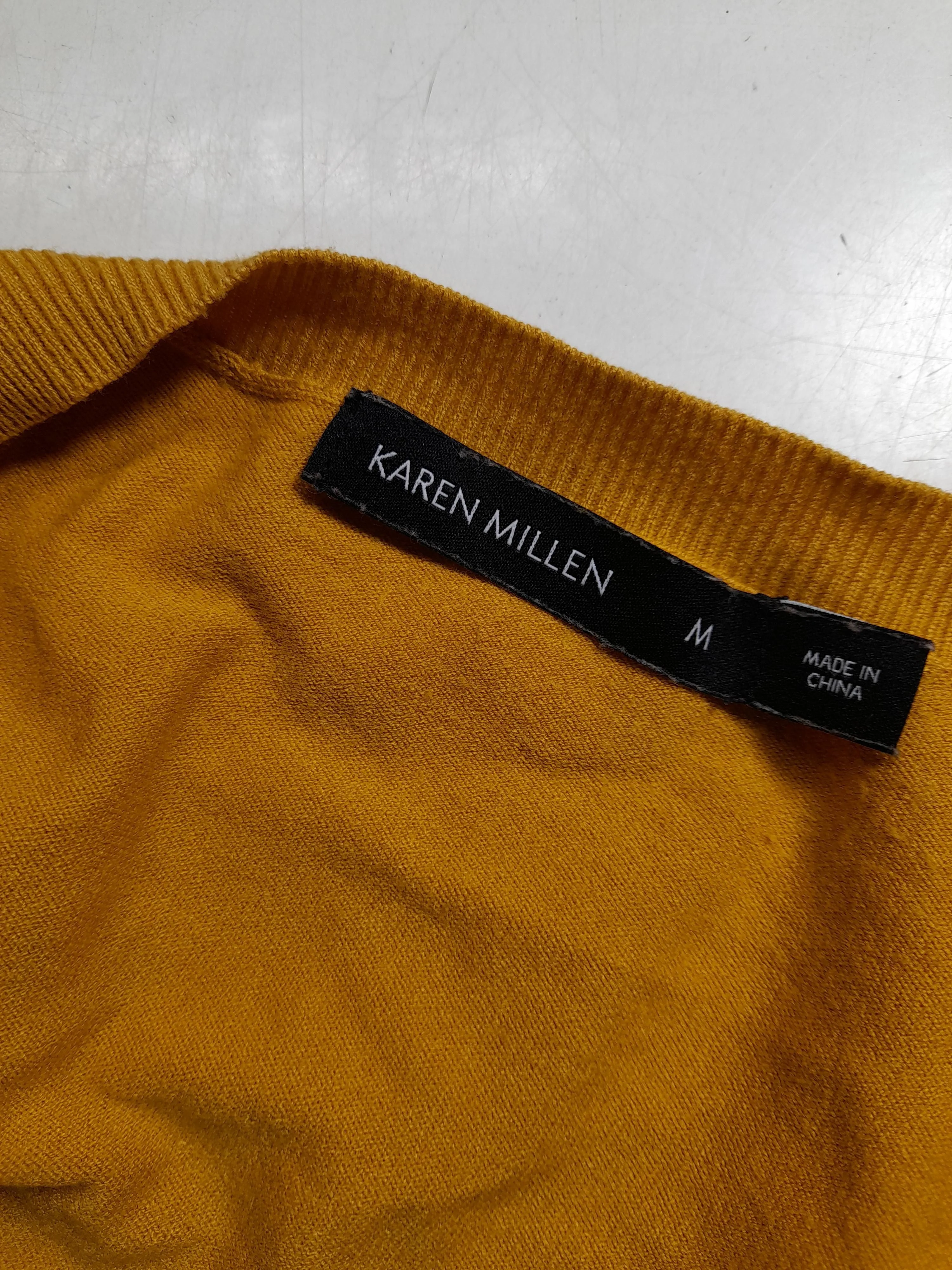 Karen Millen Women's Cardigan M Yellow Viscose with Polyester V-Neck Cardigan - Image 5