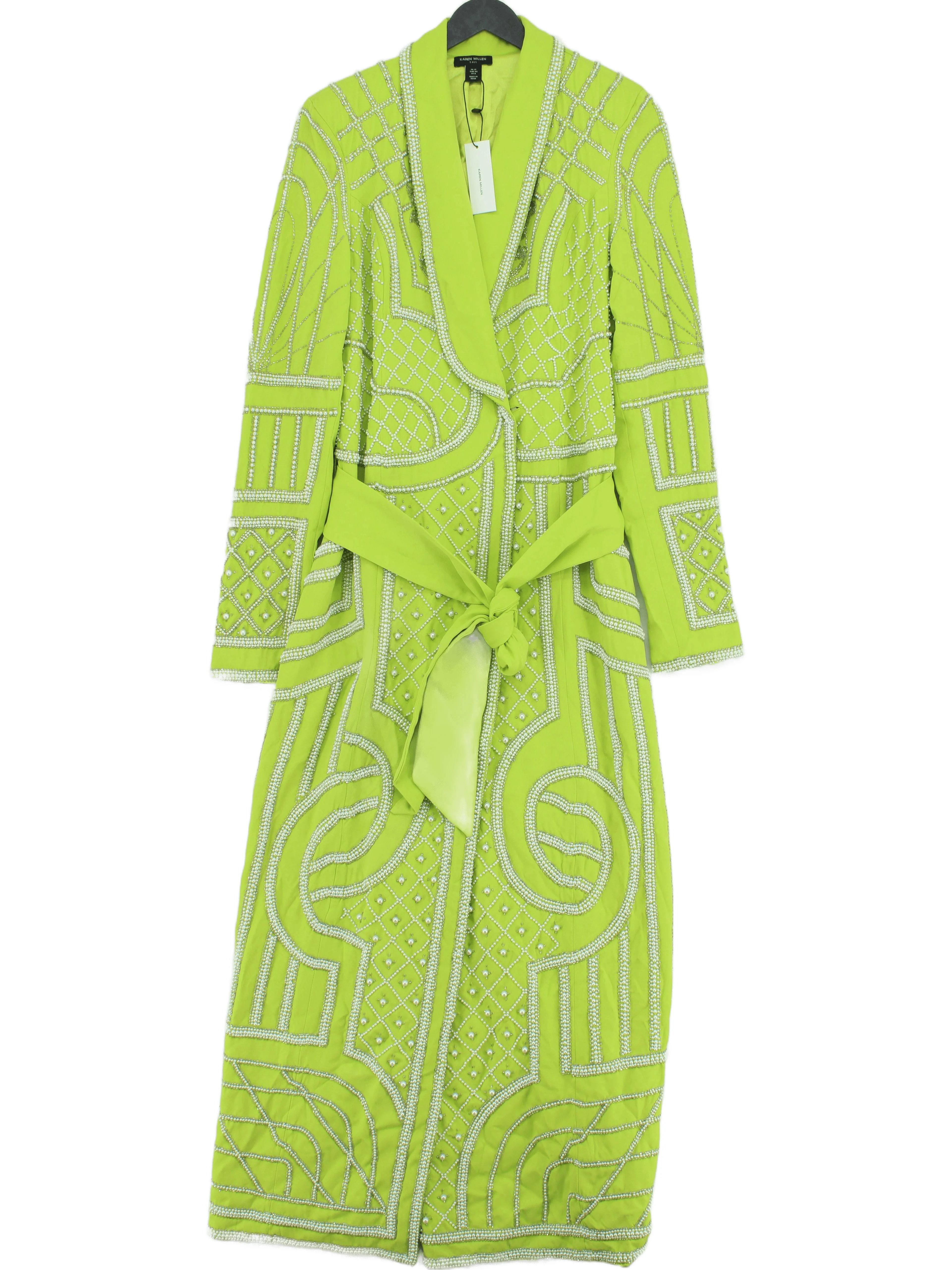Karen Millen Women's Coat M Green 100% Polyester Overcoat