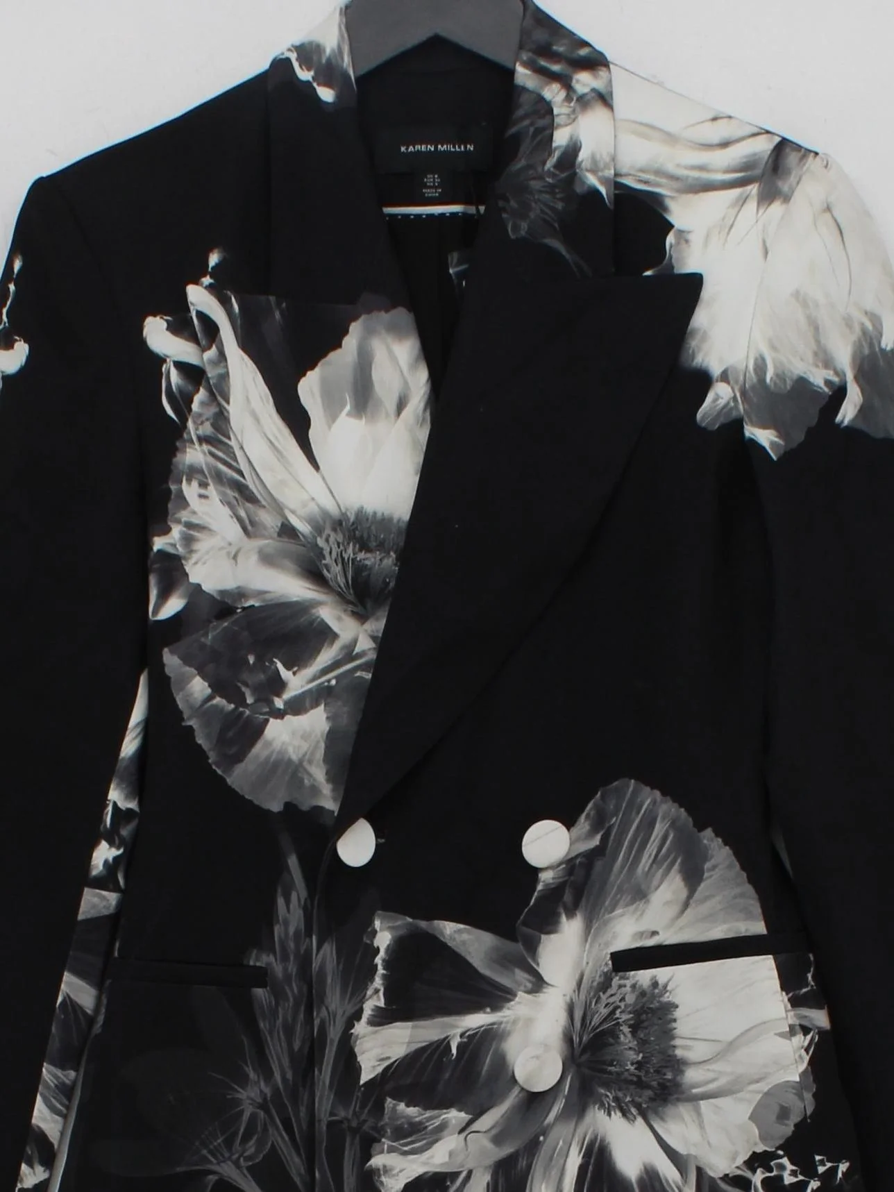 Karen Millen Women's Coat S Black Floral 100% Polyester Overcoat - Image 3