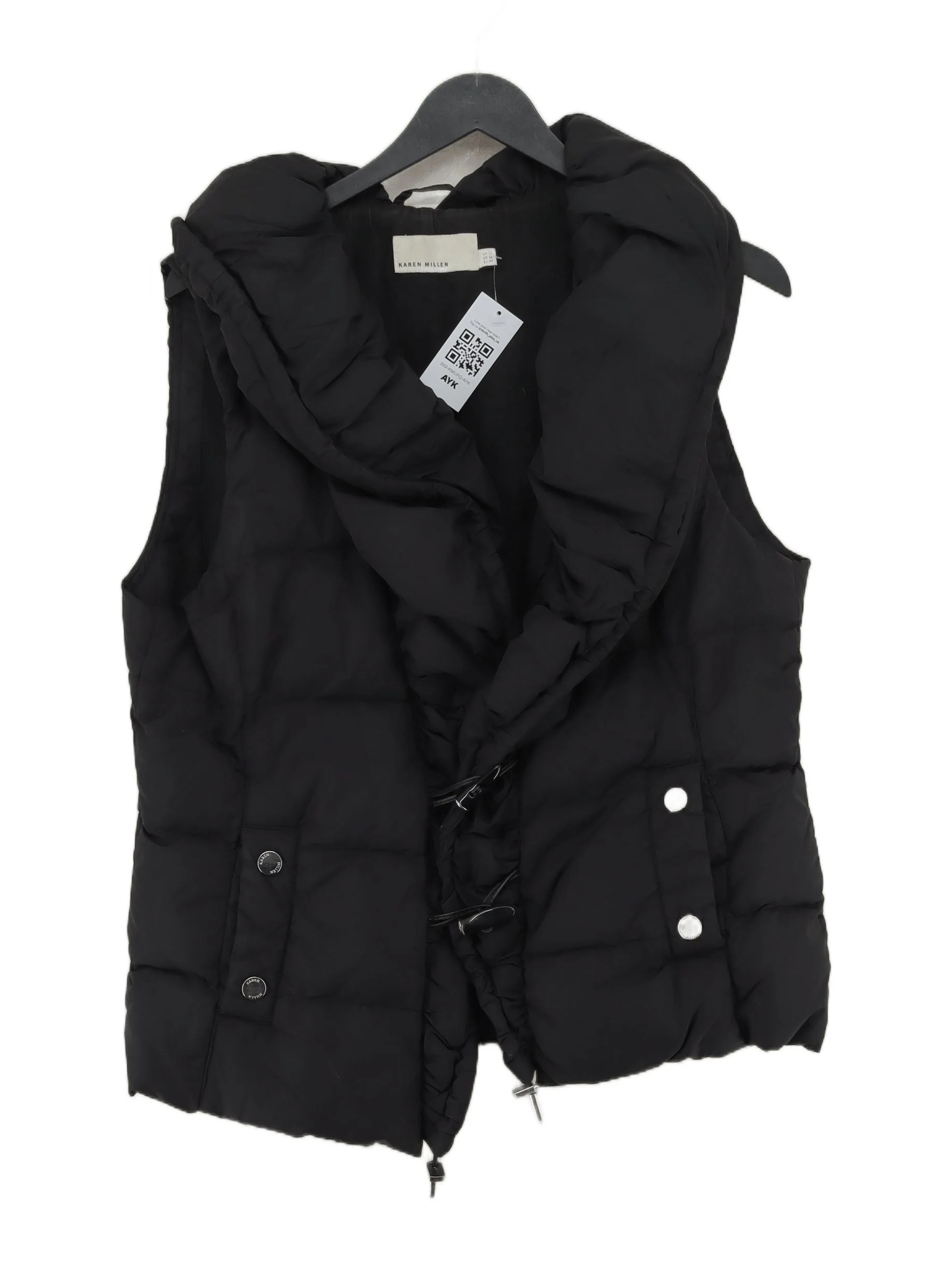 Karen Millen Women's Coat UK 10 Black Nylon with Cotton Overcoat