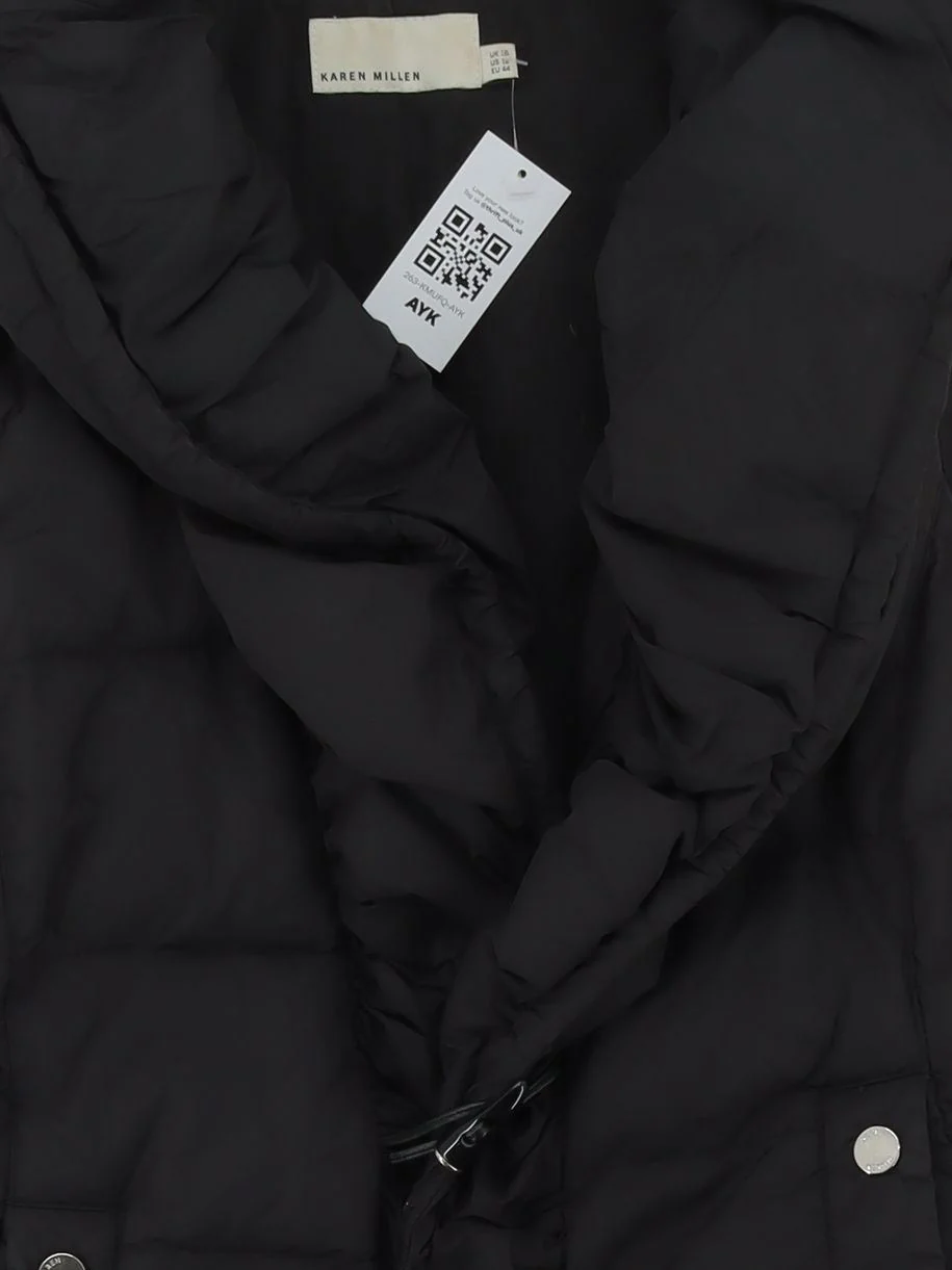 Karen Millen Women's Coat UK 10 Black Nylon with Cotton Overcoat - Image 3