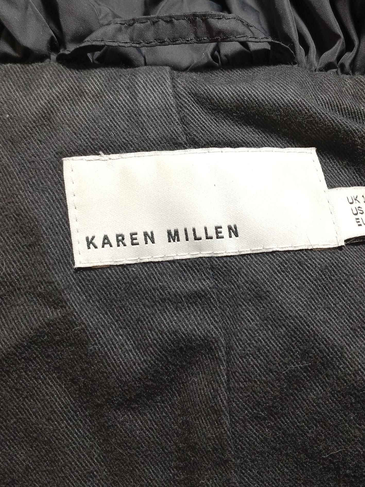 Karen Millen Women's Coat UK 10 Black Nylon with Cotton Overcoat - Image 6