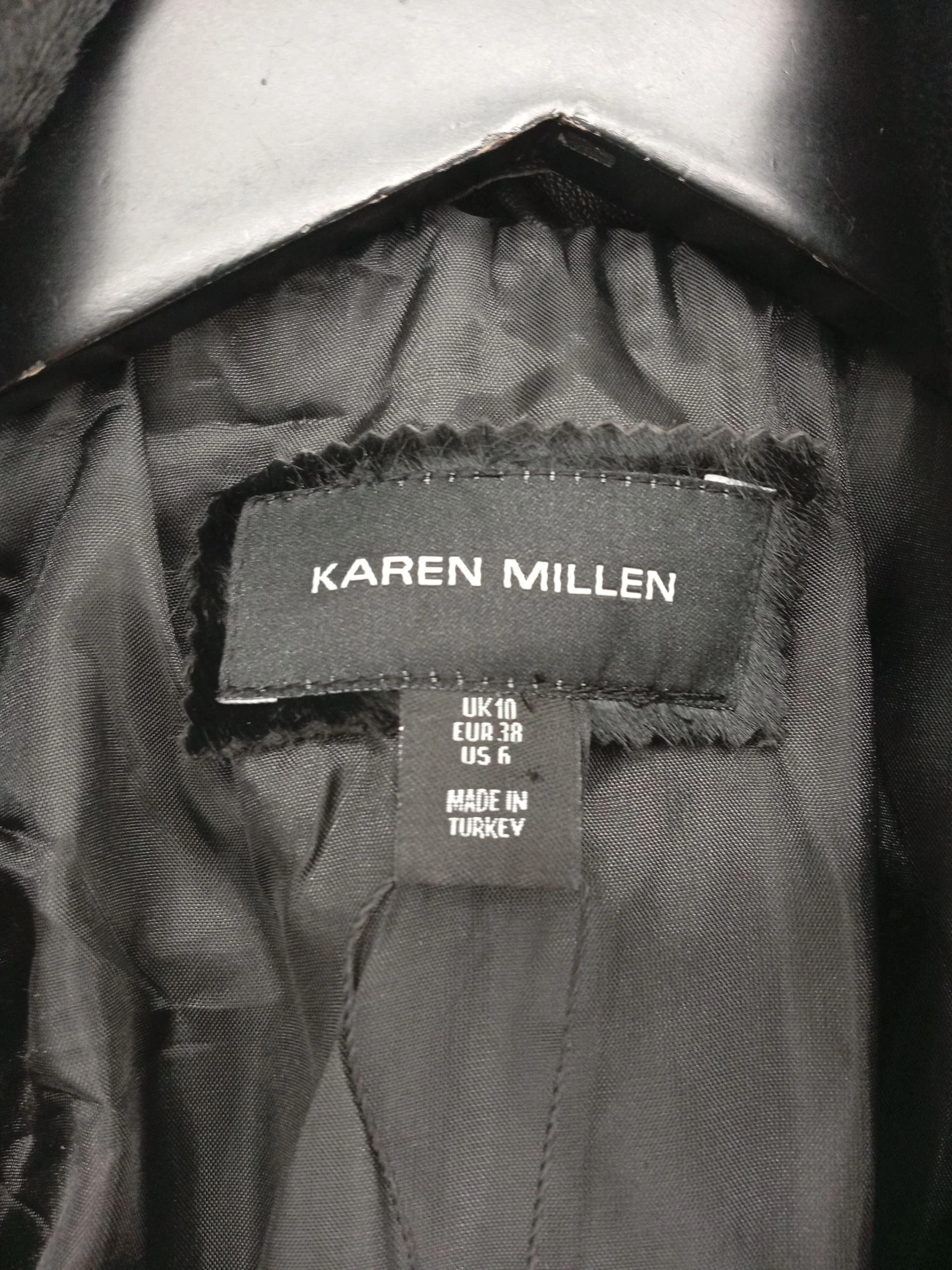 Karen Millen Women's Coat UK 10 Black Polyester with Cotton Trench Coat - Image 6