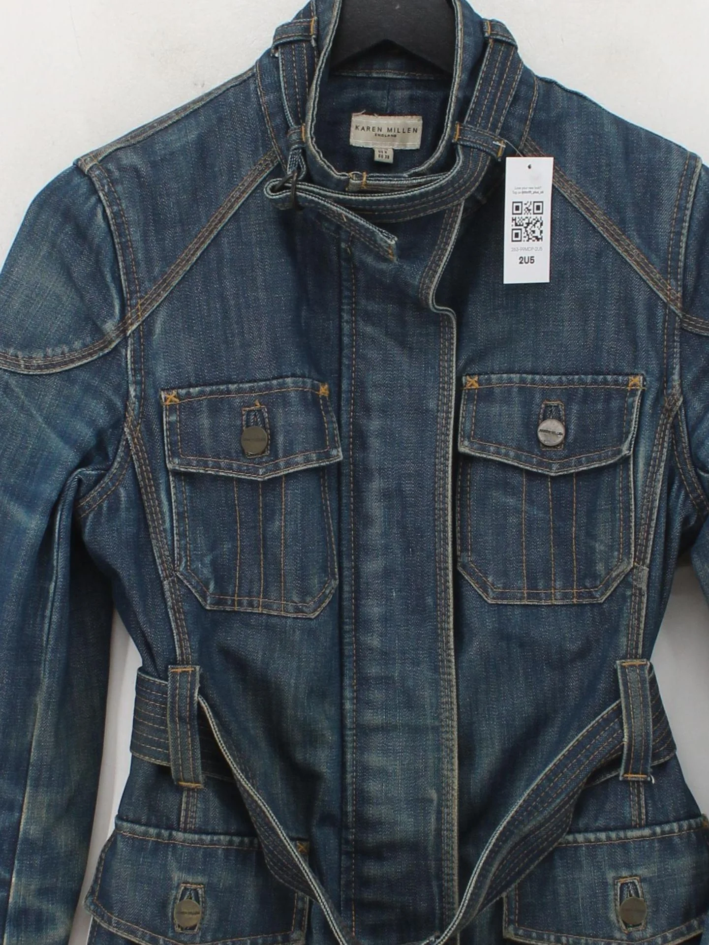 Karen Millen Women's Coat UK 10 Blue 100% Cotton Trench Coat - Image 3