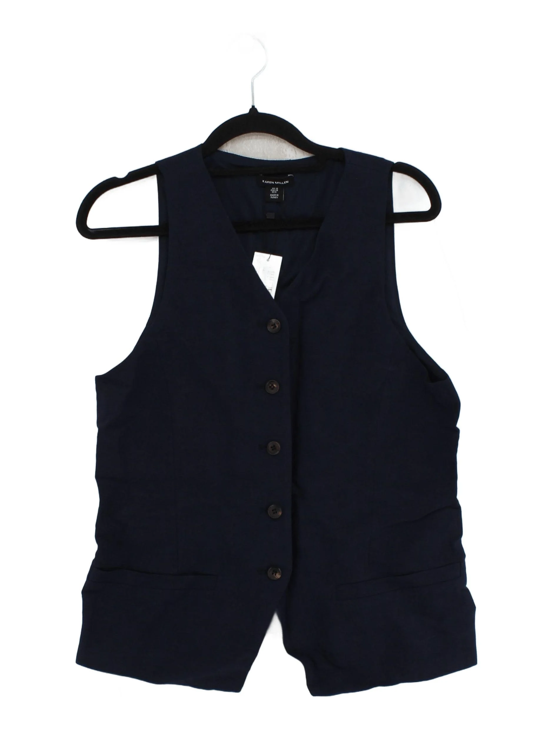 Karen Millen Women's Coat UK 10 Blue Linen with Viscose Overcoat