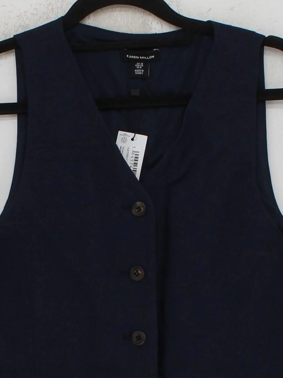Karen Millen Women's Coat UK 10 Blue Linen with Viscose Overcoat - Image 3