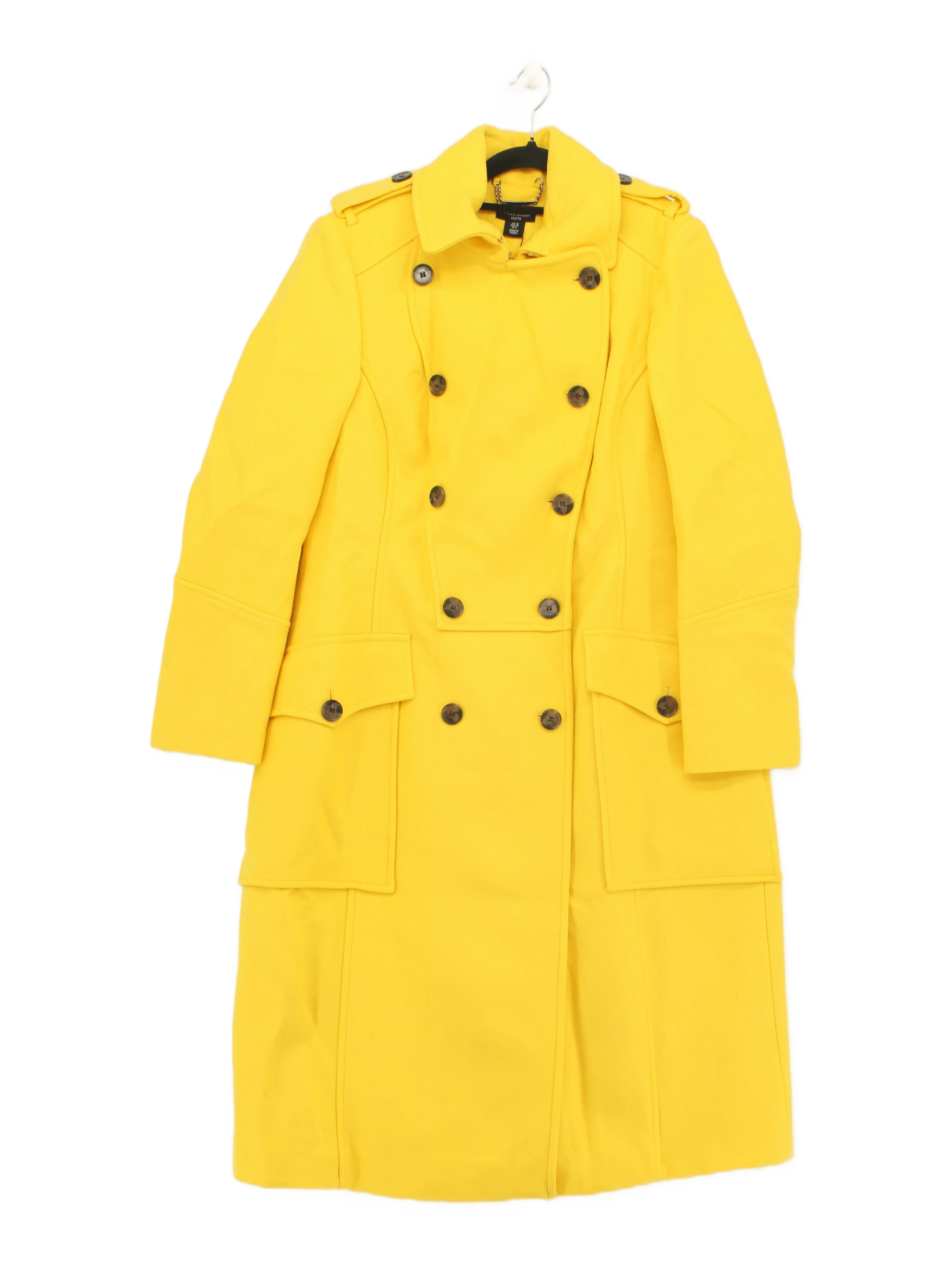 Karen Millen Women's Coat UK 10 Yellow Wool with Polyamide Overcoat