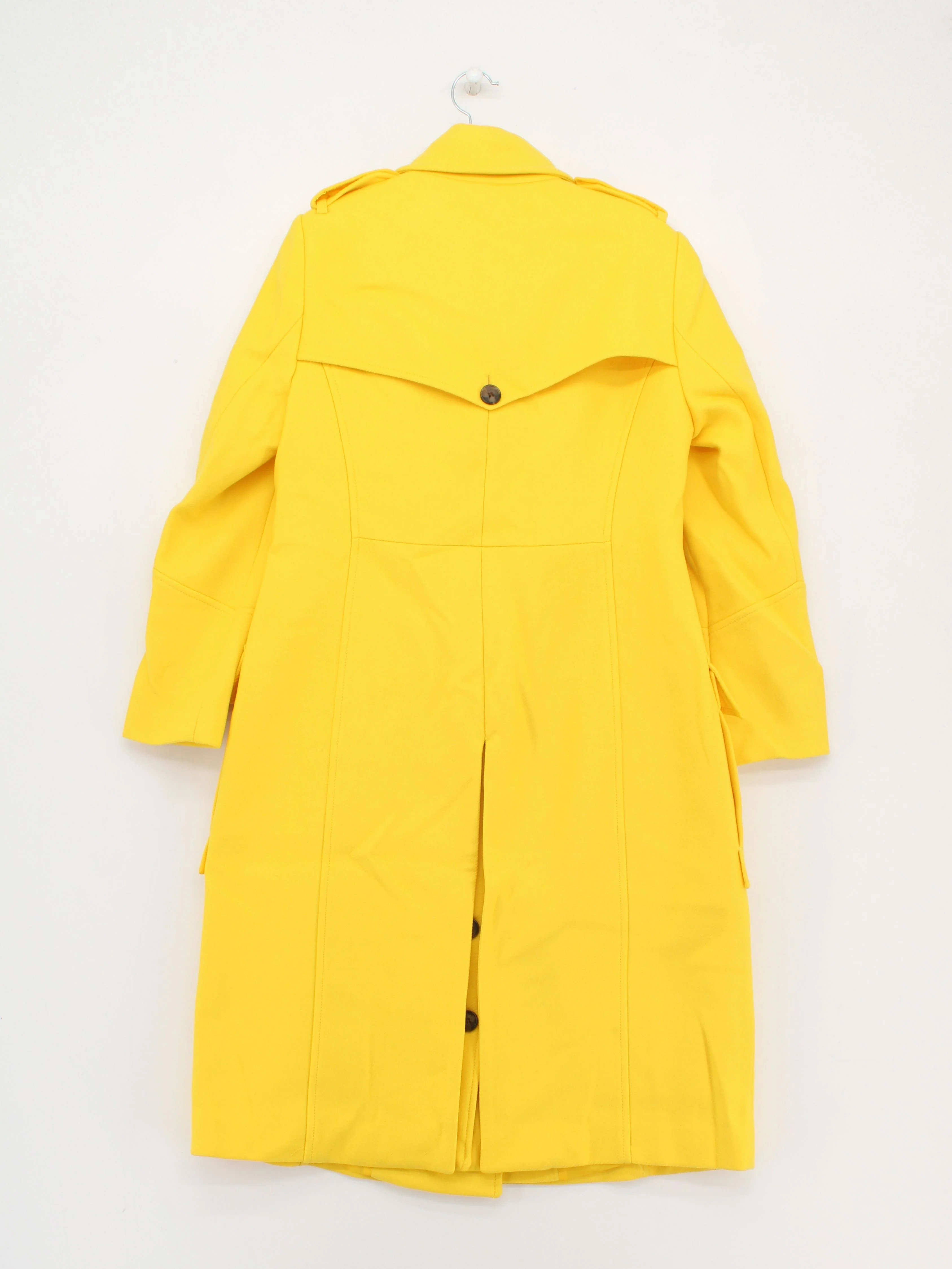 Karen Millen Women's Coat UK 10 Yellow Wool with Polyamide Overcoat - Image 2