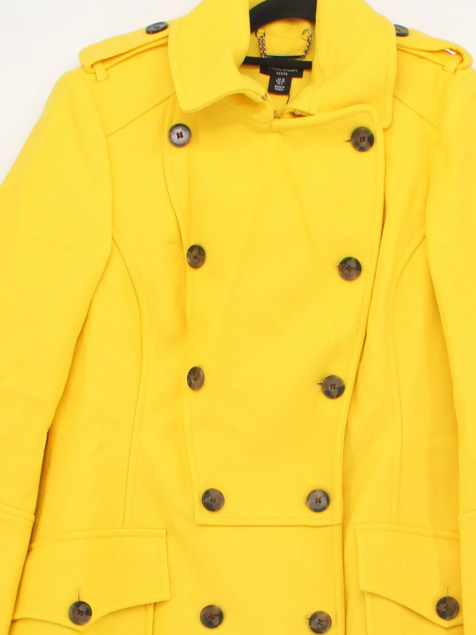 Karen Millen Women's Coat UK 10 Yellow Wool with Polyamide Overcoat - Image 3