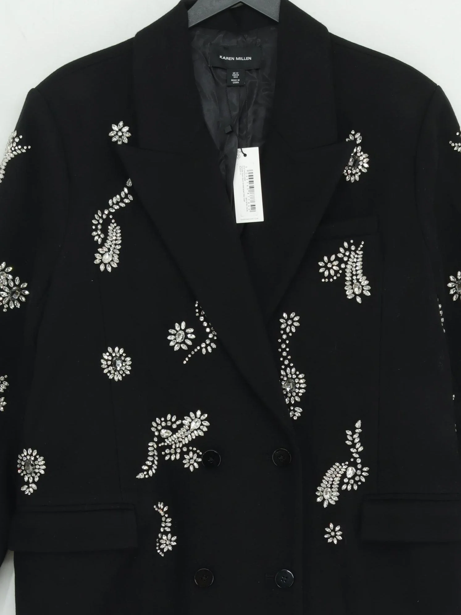 Karen Millen Women's Coat UK 12 Black Polyester with Wool Overcoat - Image 3