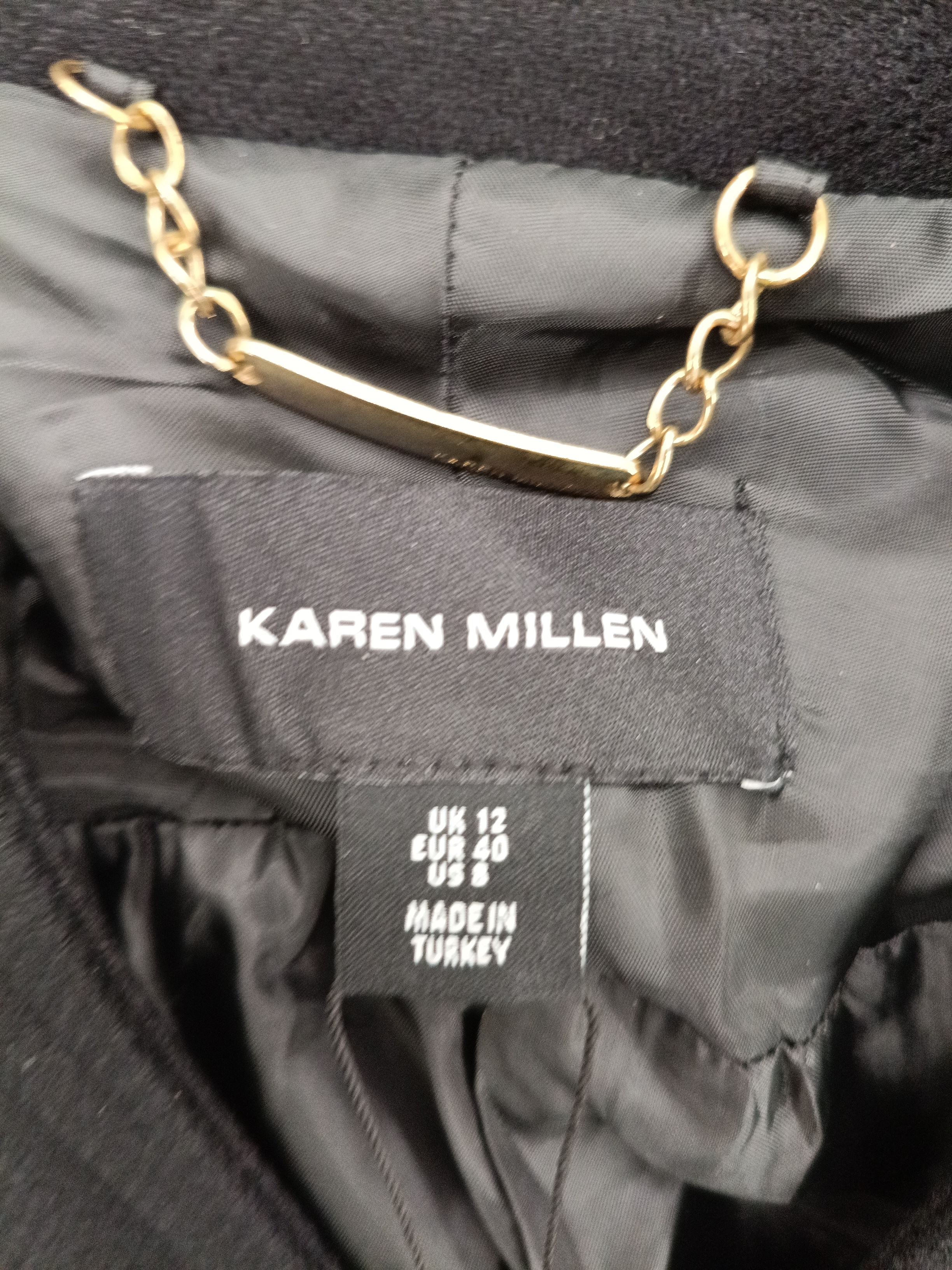 Karen Millen Women's Coat UK 12 Black Wool with Polyamide Overcoat New with tags - Image 5