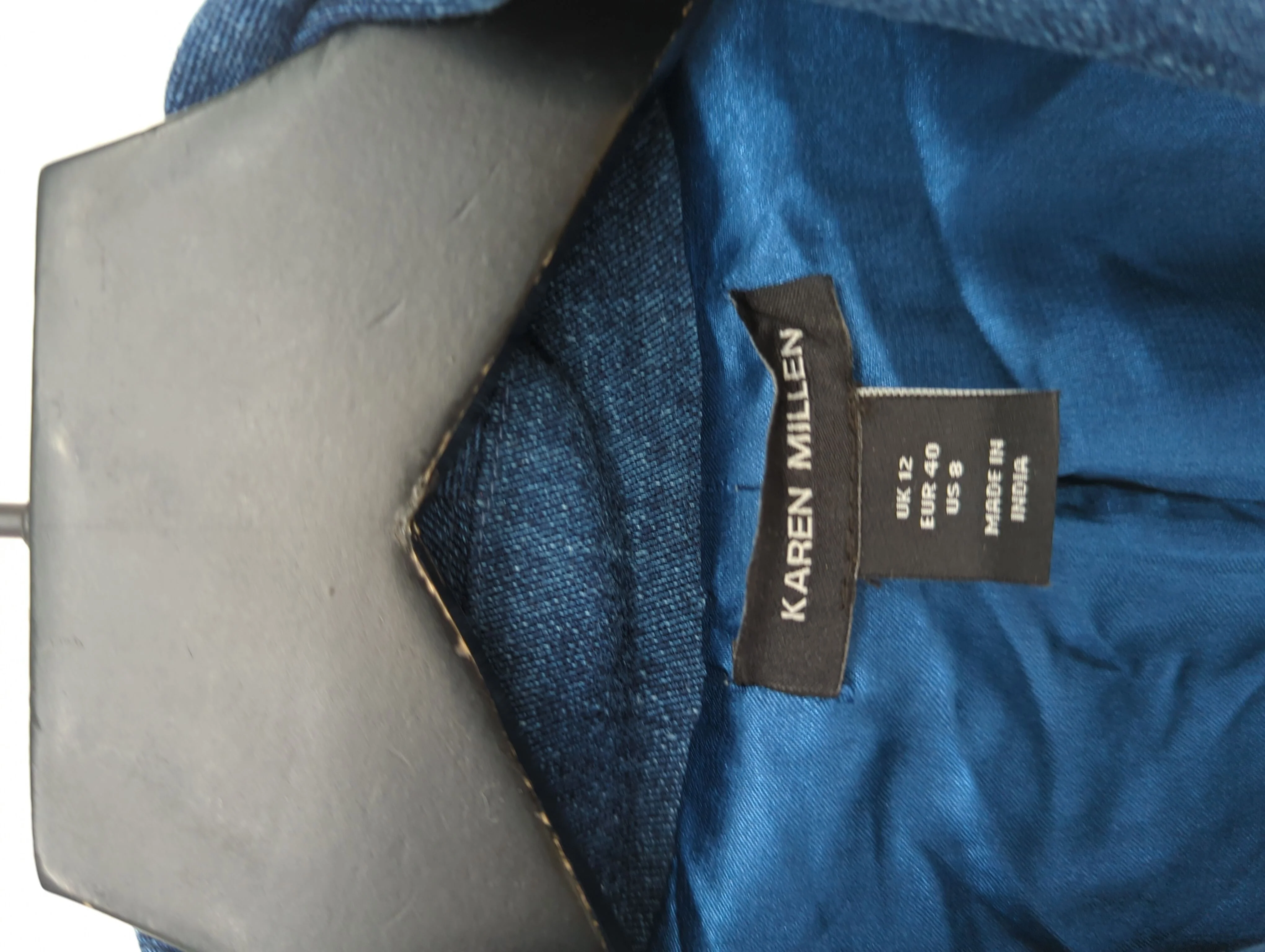 Karen Millen Women's Coat UK 12 Blue Cotton with Polyester, Elastane Overcoat - Image 6