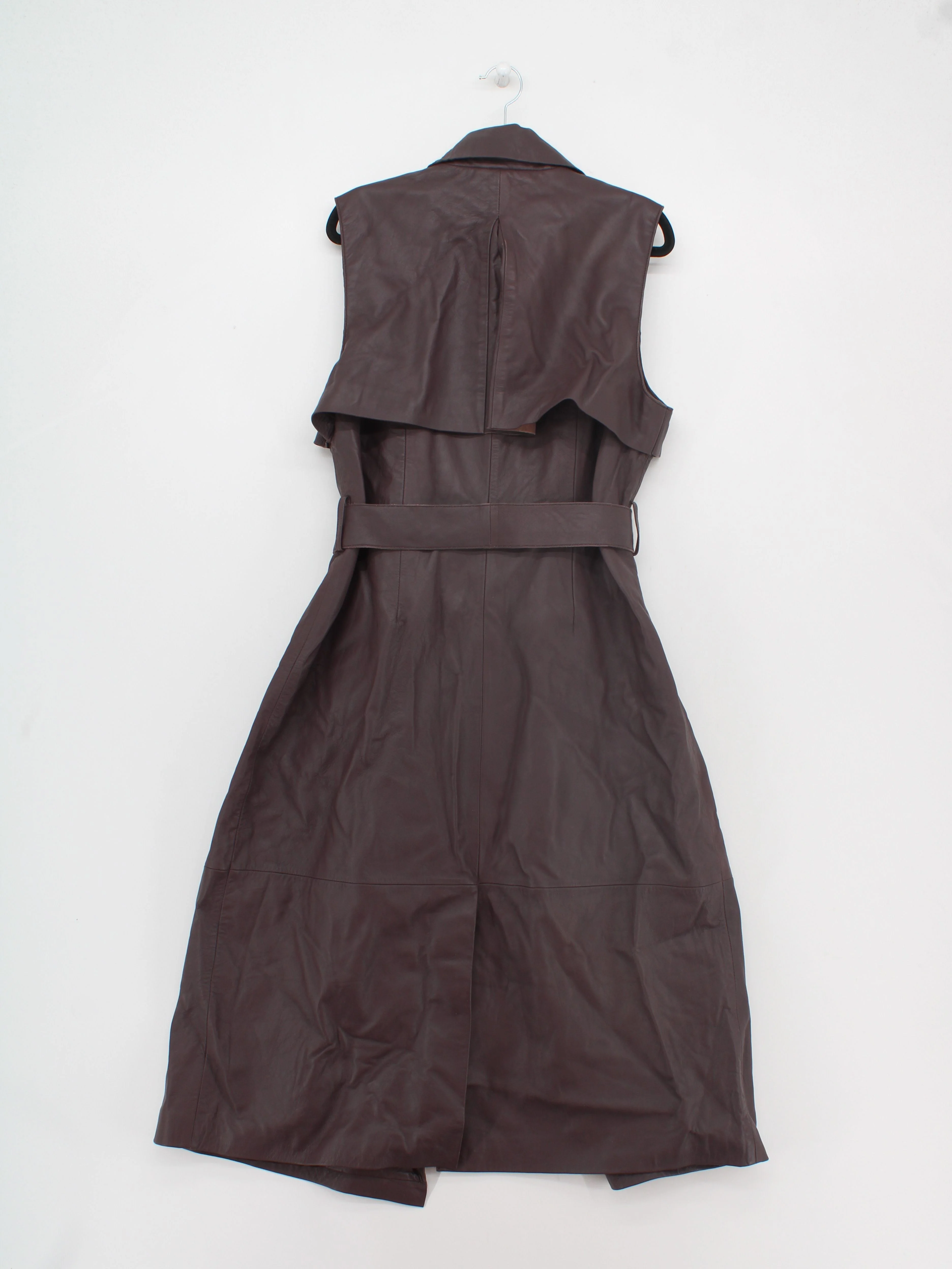 Karen Millen Women's Coat UK 12 Brown Leather with Polyester Trench Coat - Image 2