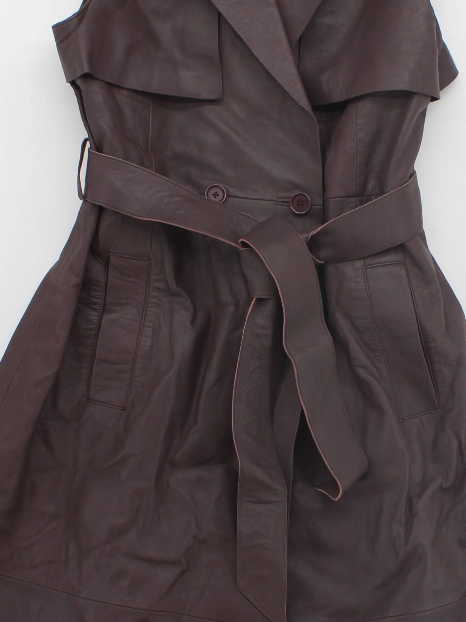 Karen Millen Women's Coat UK 12 Brown Leather with Polyester Trench Coat - Image 3