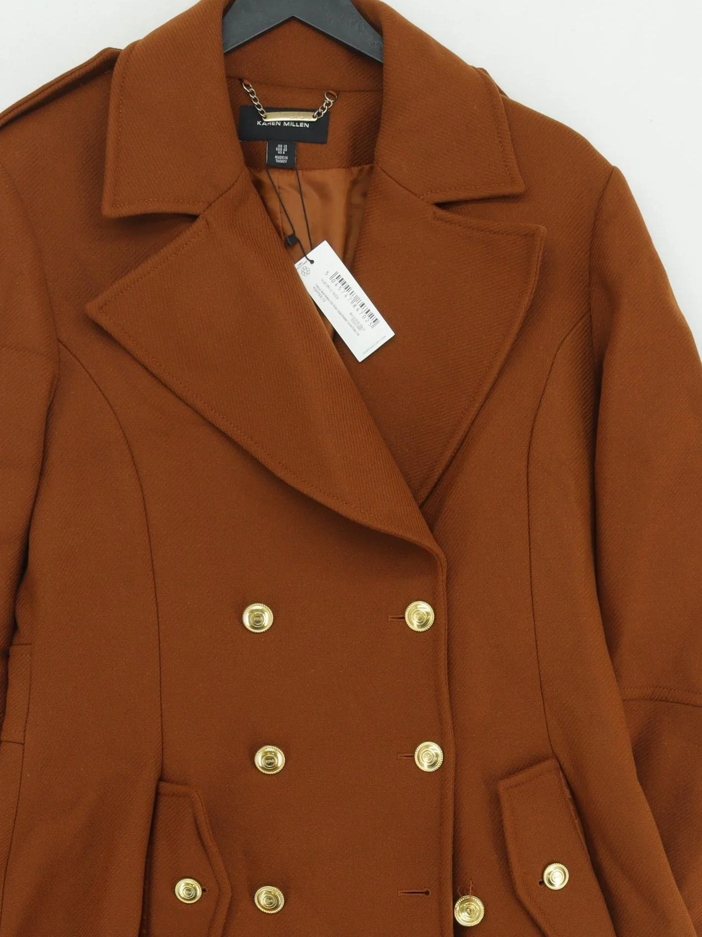 Karen Millen Women's Coat UK 12 Brown Wool with Polyamide Overcoat - Image 3