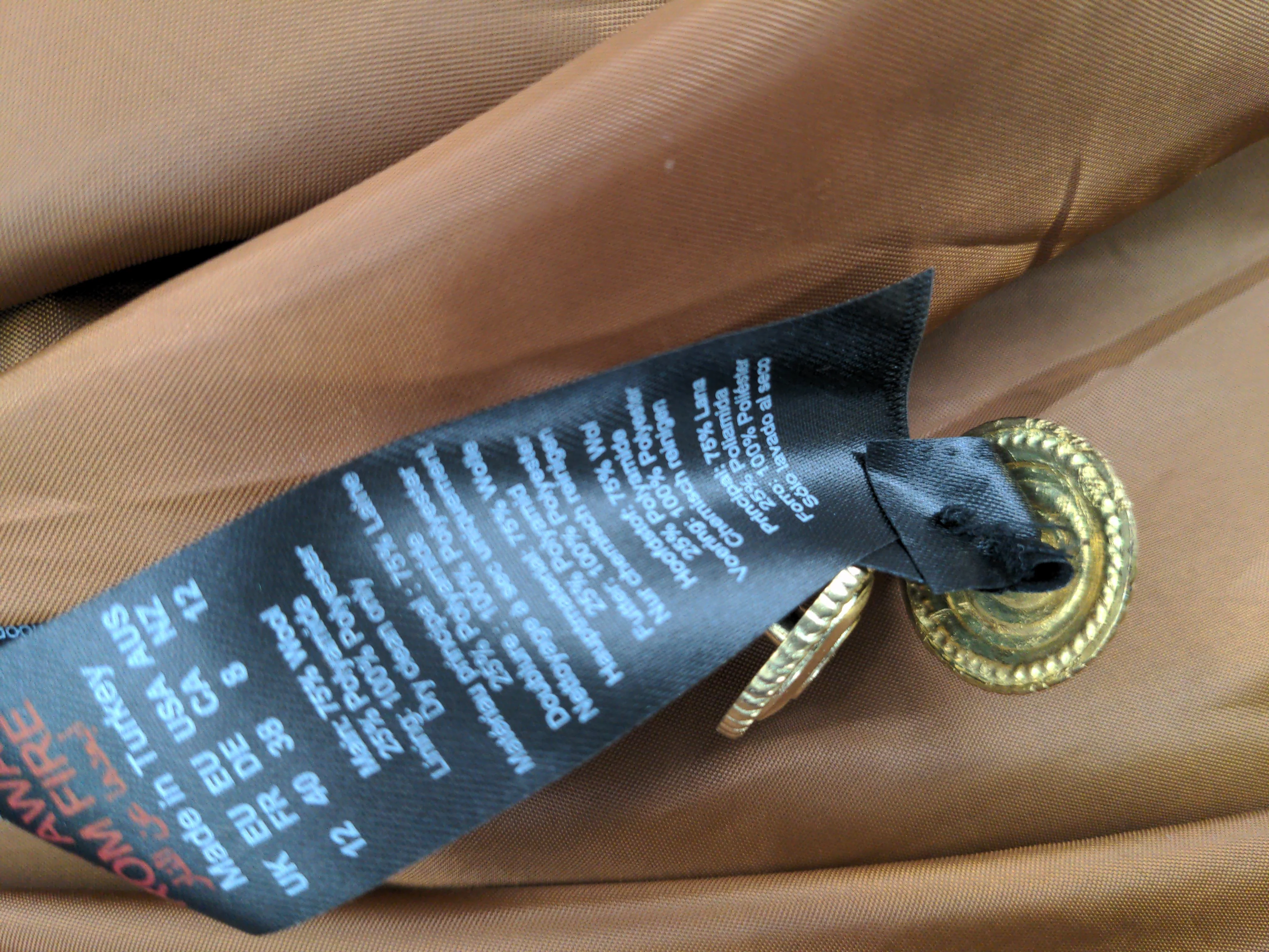 Karen Millen Women's Coat UK 12 Brown Wool with Polyamide Overcoat - Image 7