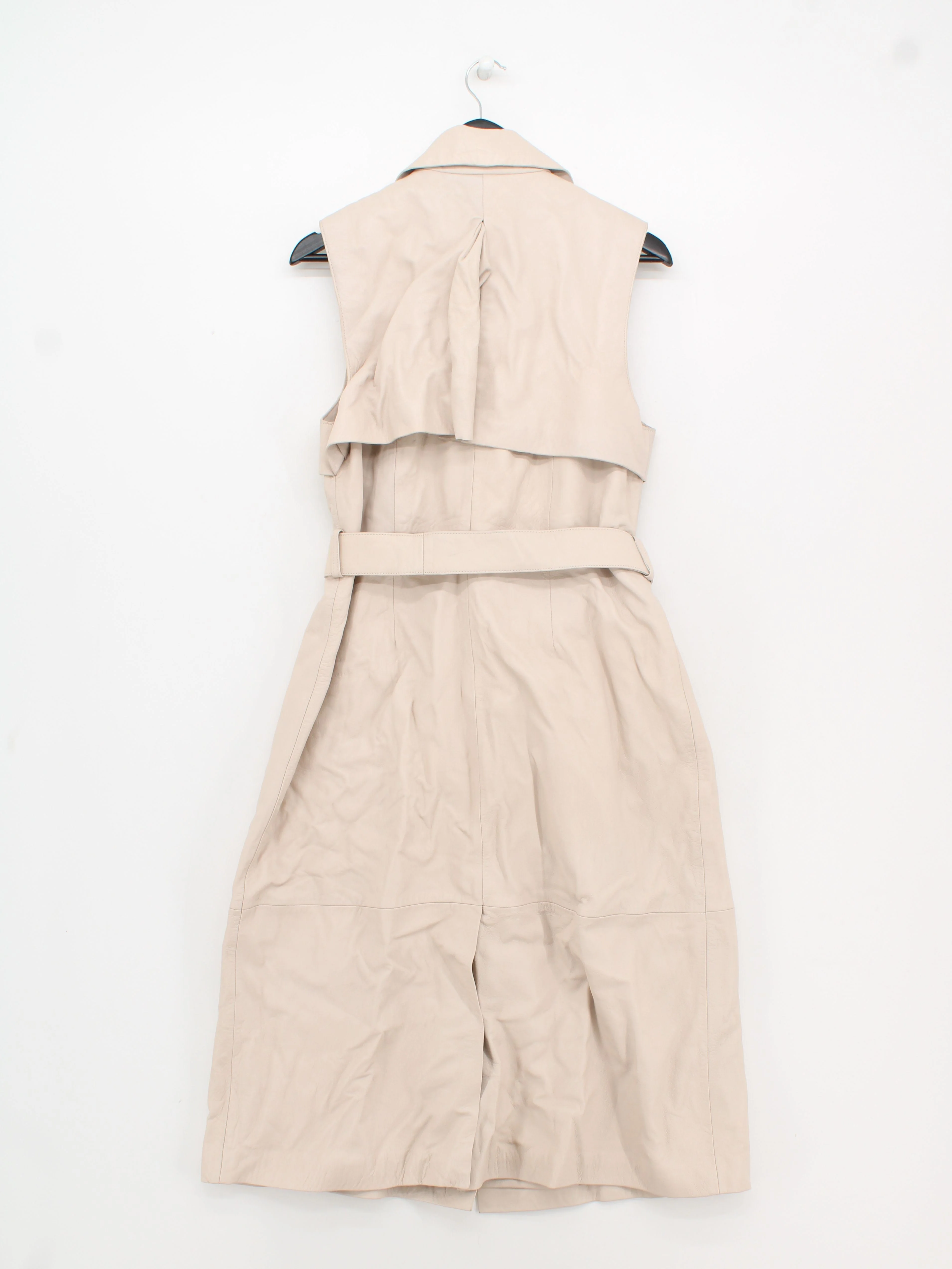 Karen Millen Women's Coat UK 12 Cream Leather with Polyester Trench Coat - Image 2