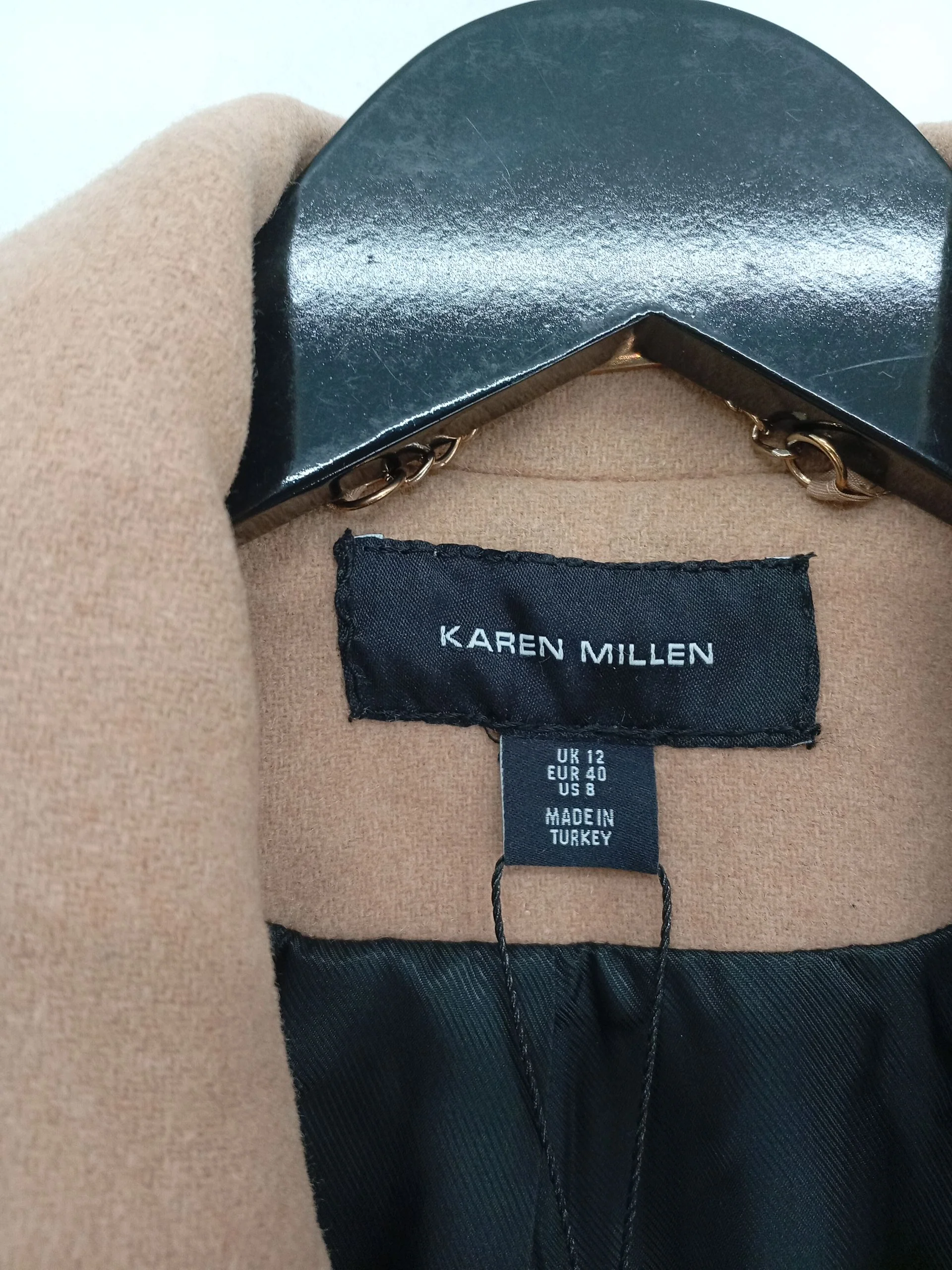 Karen Millen Women's Coat UK 12 Tan Wool with Polyamide Overcoat - Image 6