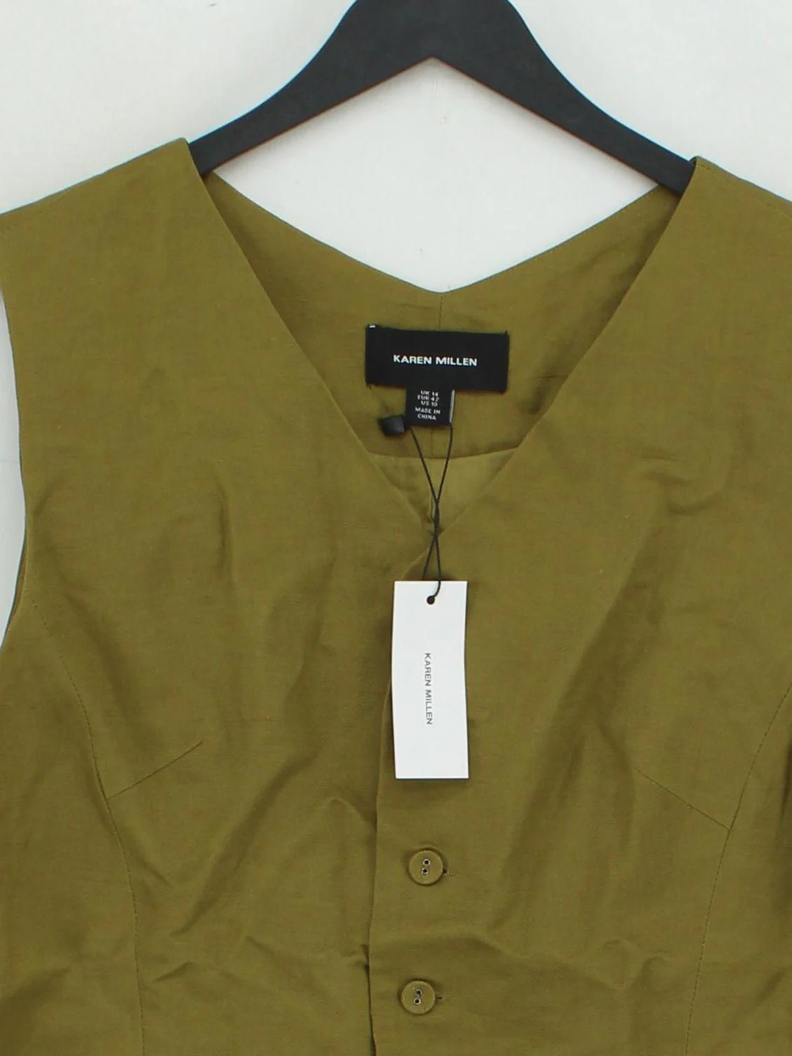 Karen Millen Women's Coat UK 14 Green Linen with Rayon Overcoat New with tags - Image 3
