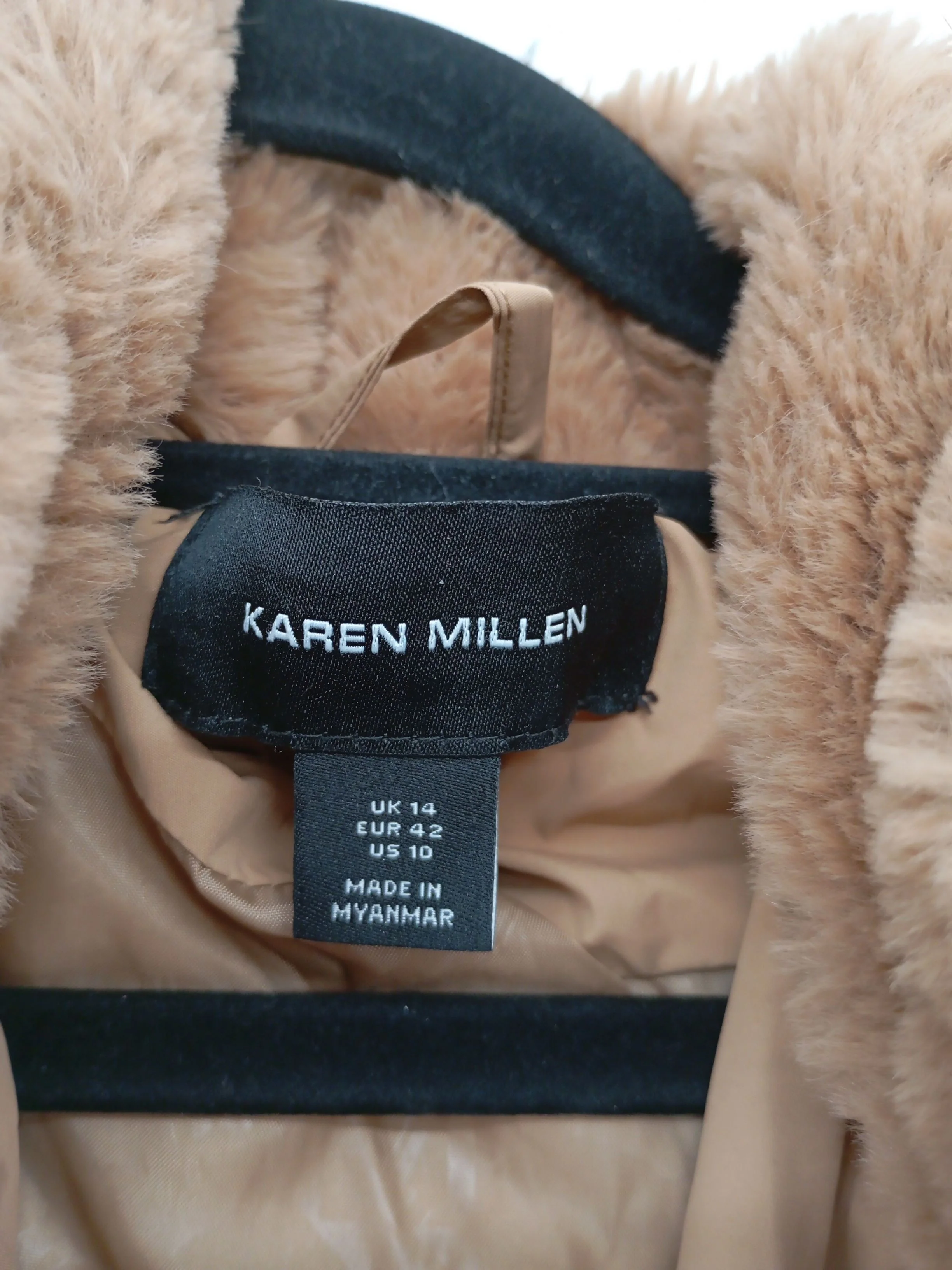 Karen Millen Women's Coat UK 14 Tan Polyester with Acrylic Puffer Jacket - Image 10