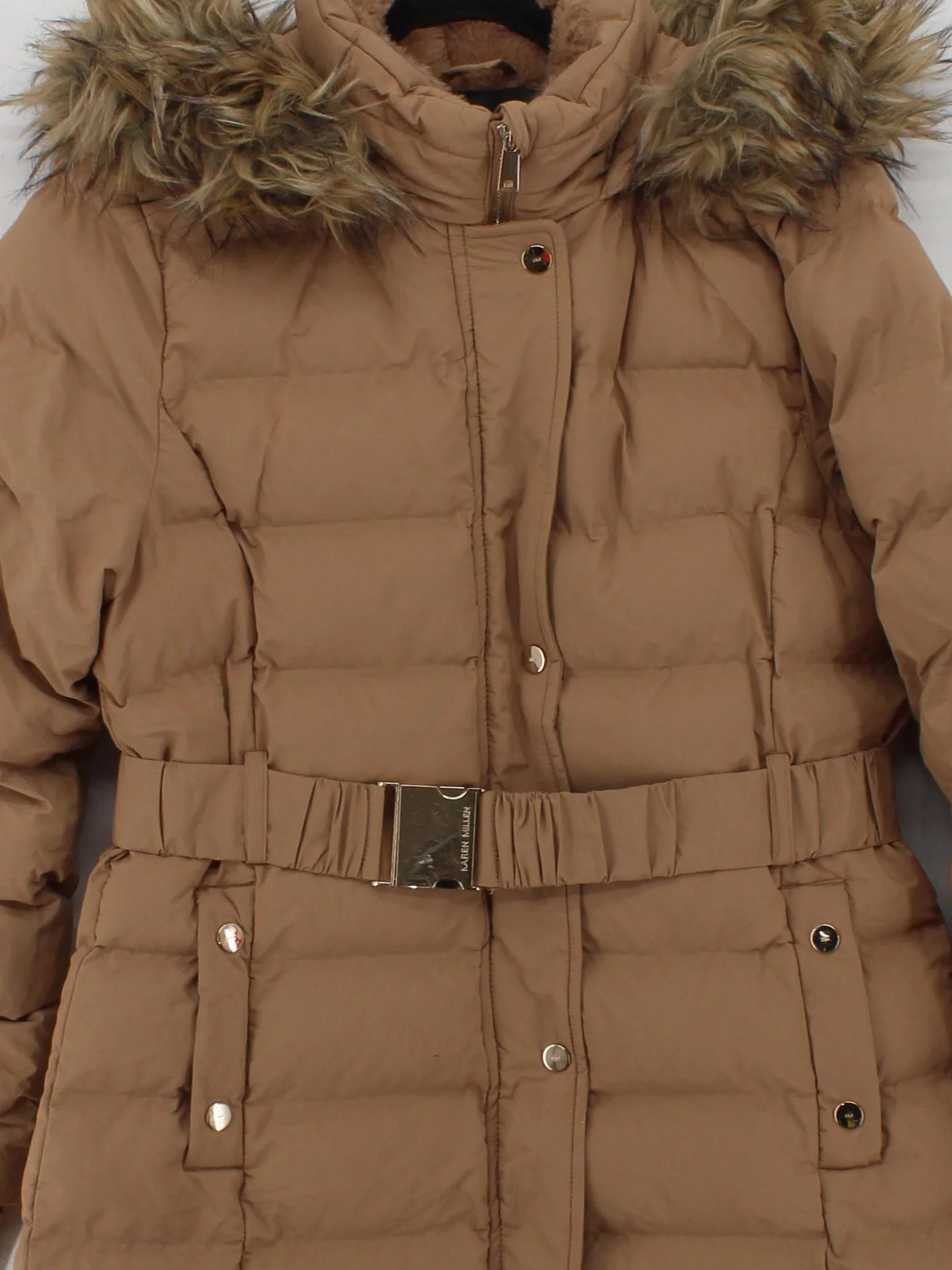 Karen Millen Women's Coat UK 14 Tan Polyester with Acrylic Puffer Jacket - Image 3