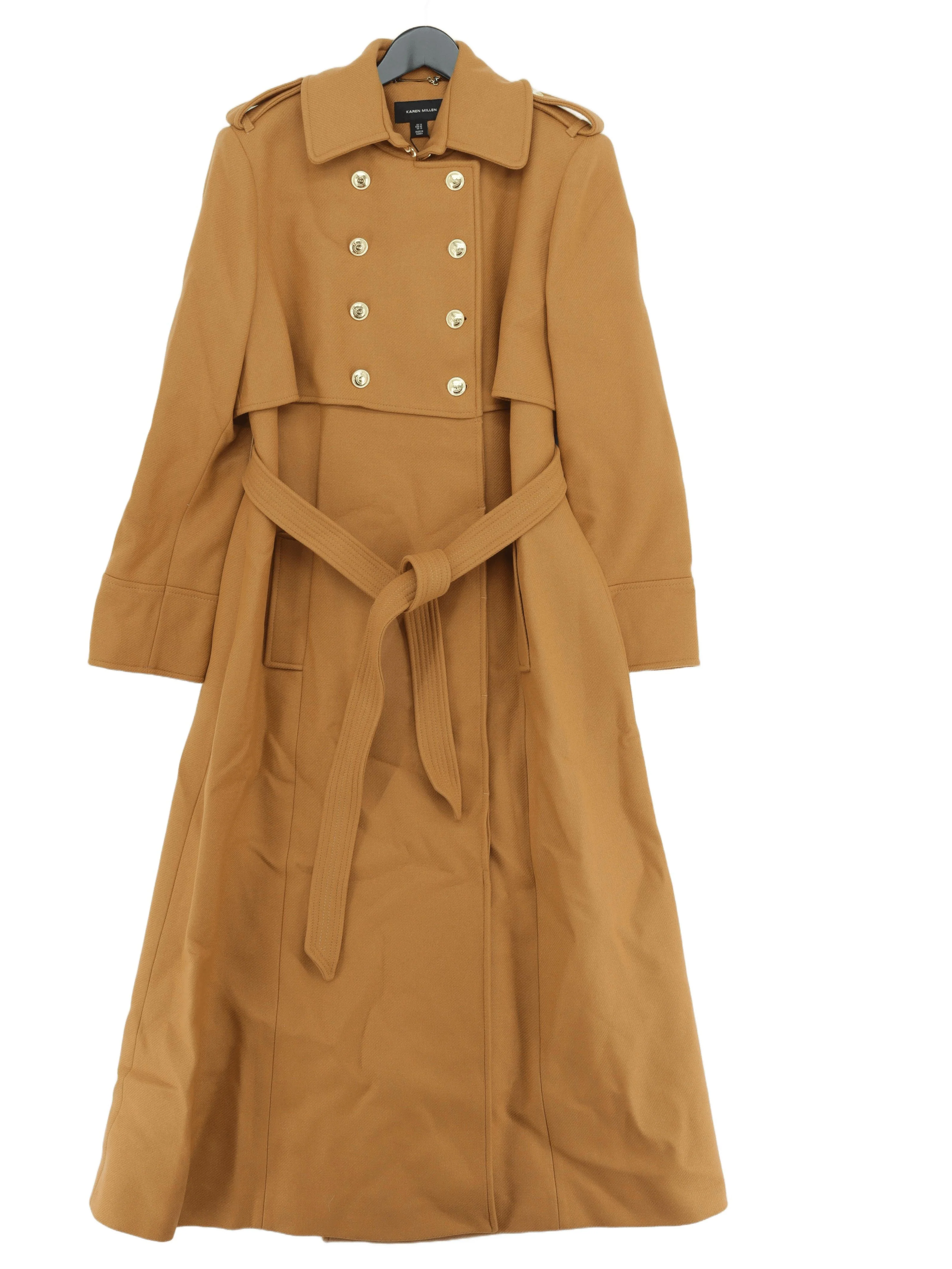 Karen Millen Women's Coat UK 14 Tan Wool with Polyester Overcoat New with tags