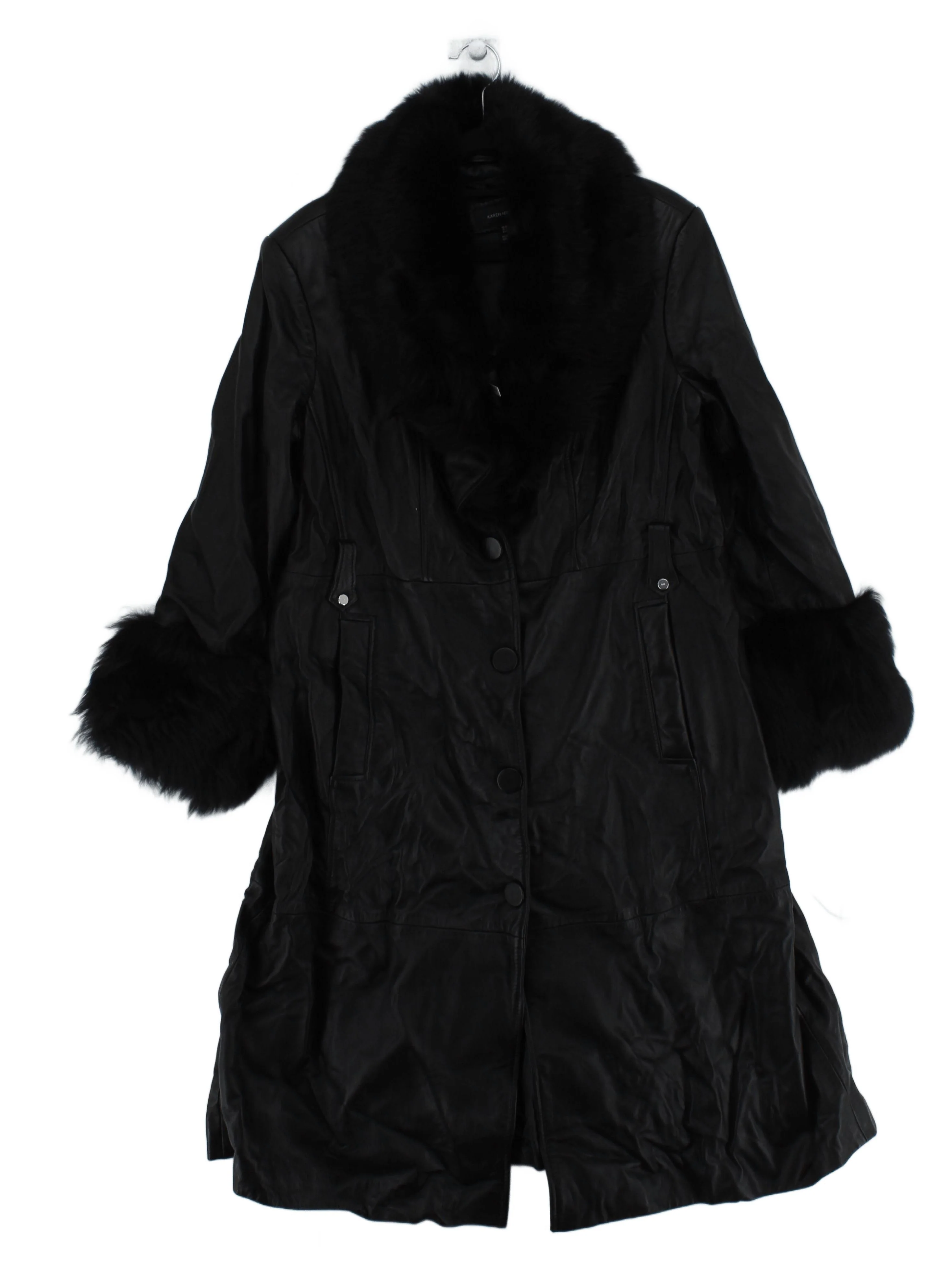 Karen Millen Women's Coat UK 16 Black Leather New with tags