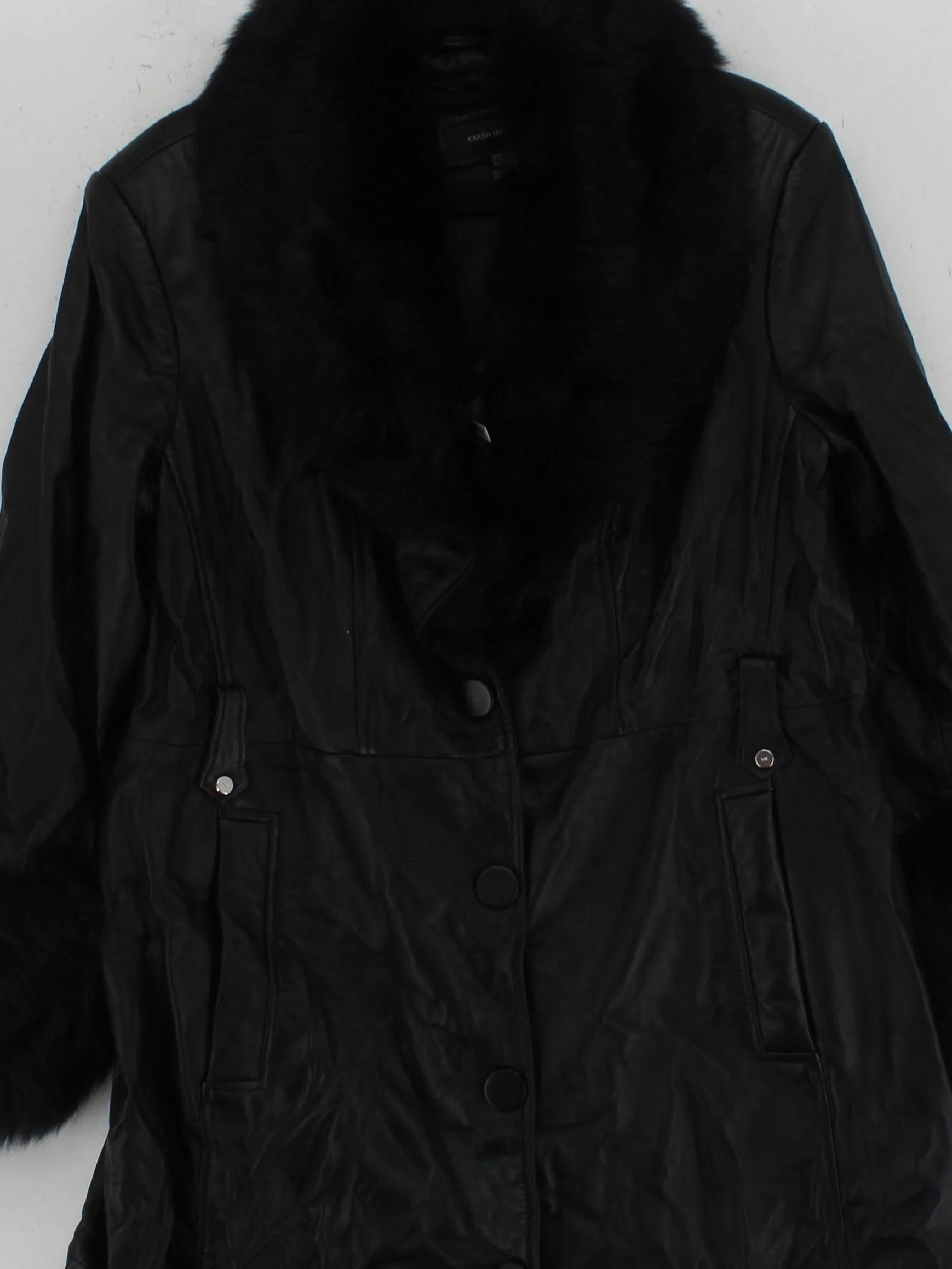Karen Millen Women's Coat UK 16 Black Leather New with tags - Image 3